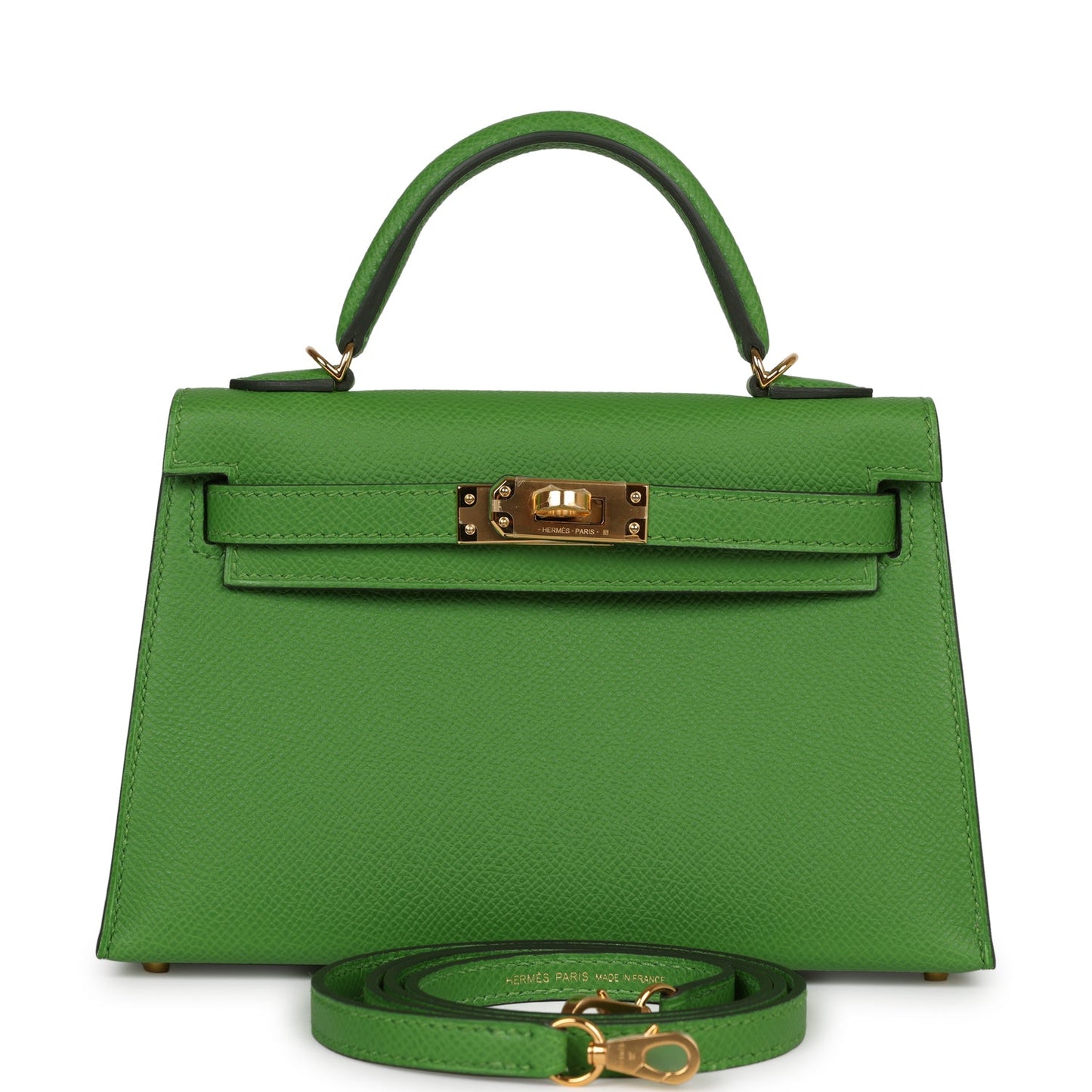 Hermes Kelly Sellier Vert Yucca Epsom Hardware Handbag Gold Travel Bag