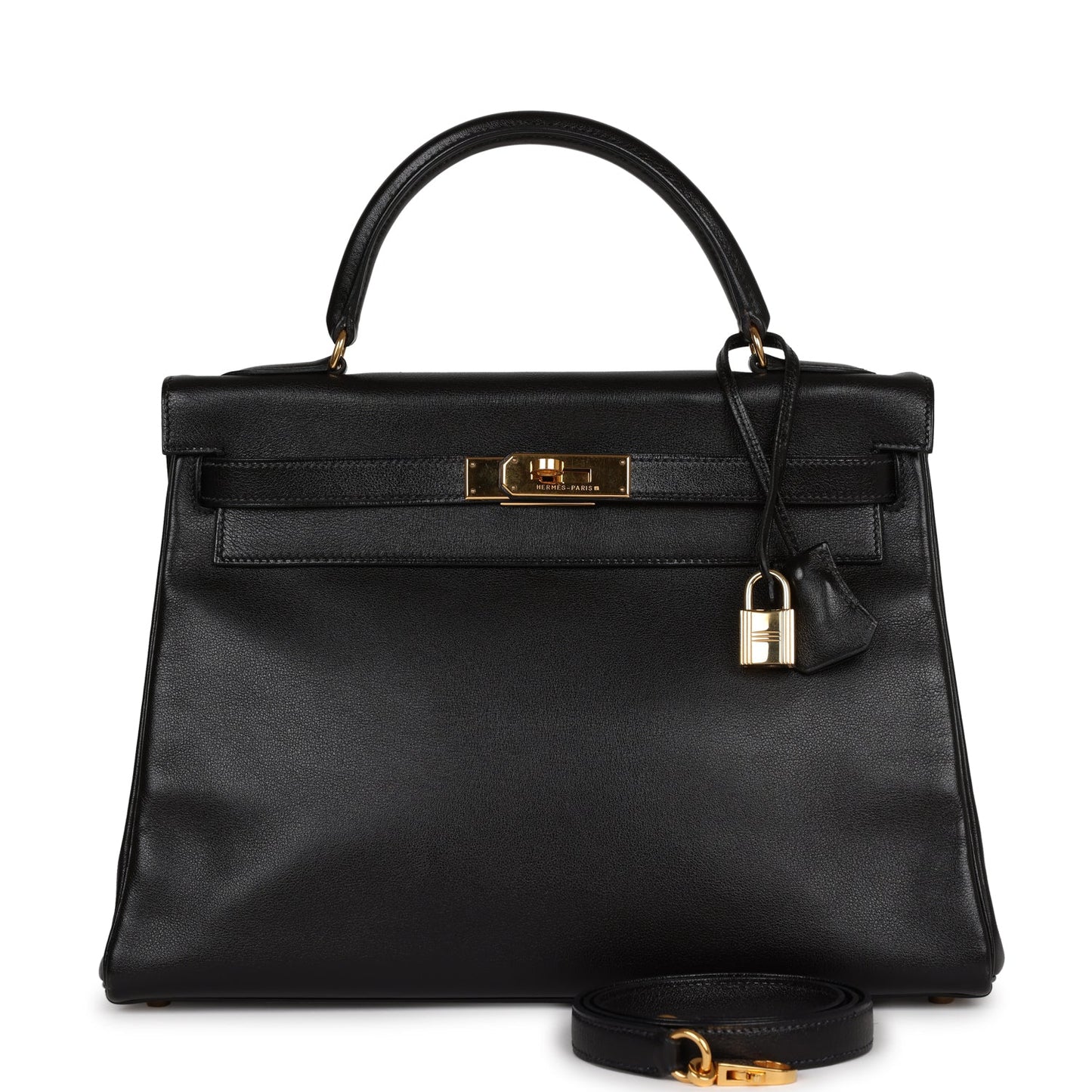 Hermes Kelly Retourne Gulliver Hardware Handbag Black Gold Travel Bag