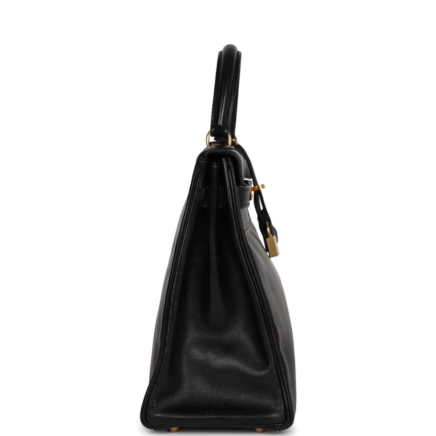 Hermes Kelly Retourne Gulliver Hardware Handbag Black Gold Travel Bag