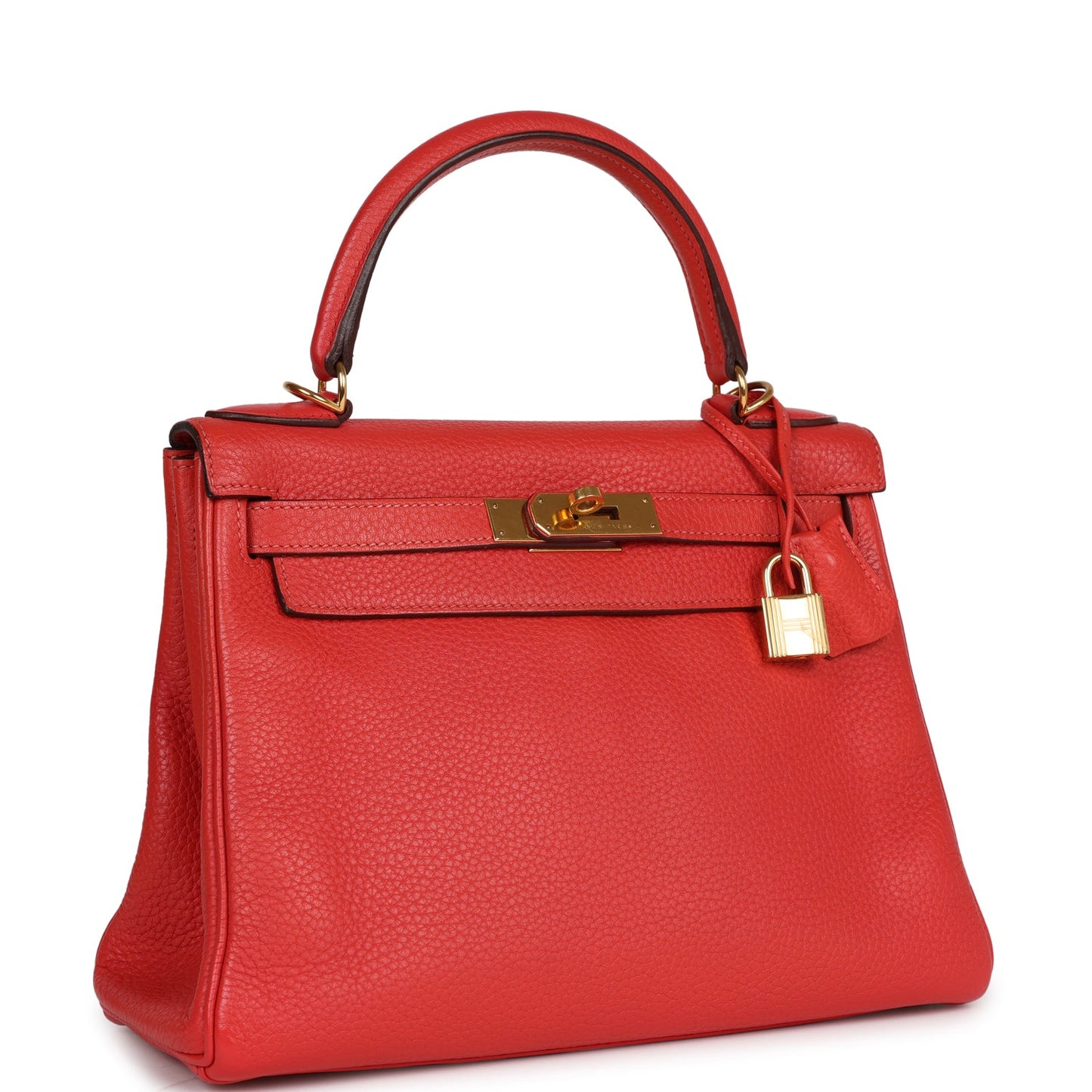 Hermes Kelly Retourne Rouge Pivoine Togo Hardware Handbag Gold Travel Bag