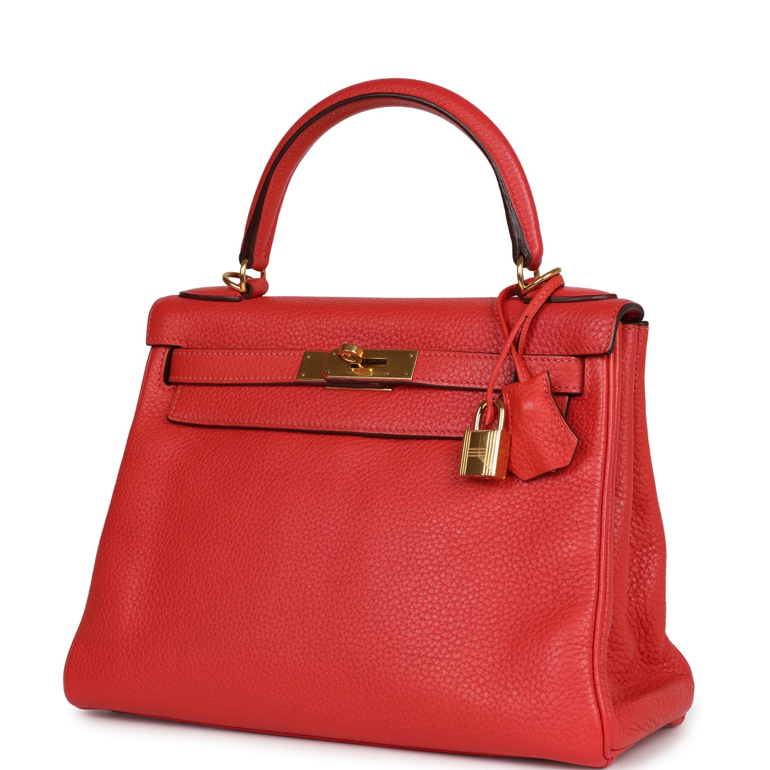 Hermes Kelly Retourne Rouge Pivoine Togo Hardware Handbag Gold Travel Bag