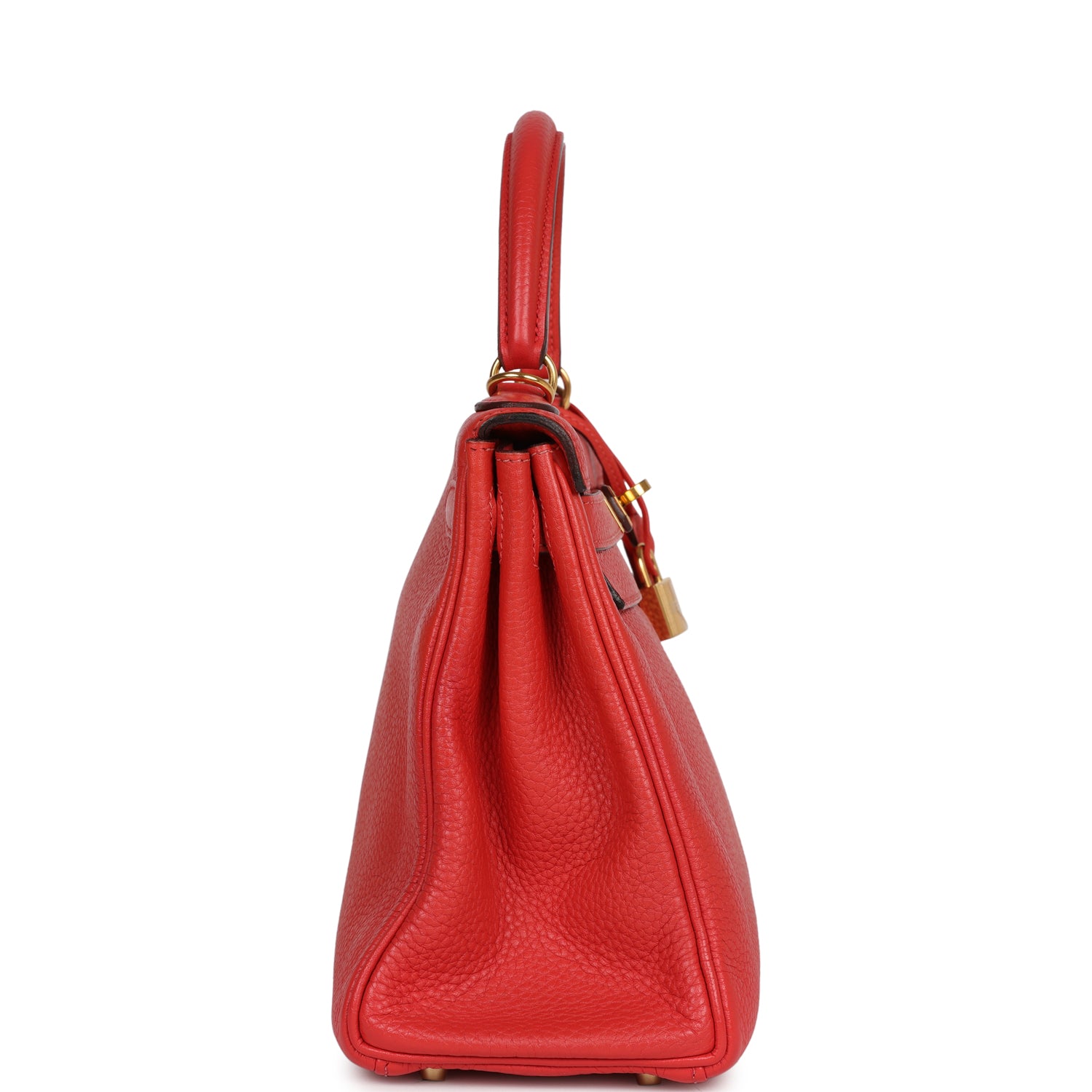 Hermes Top Quality Luxury Kelly Retourne Rouge Pivoine Gold Travel Bag