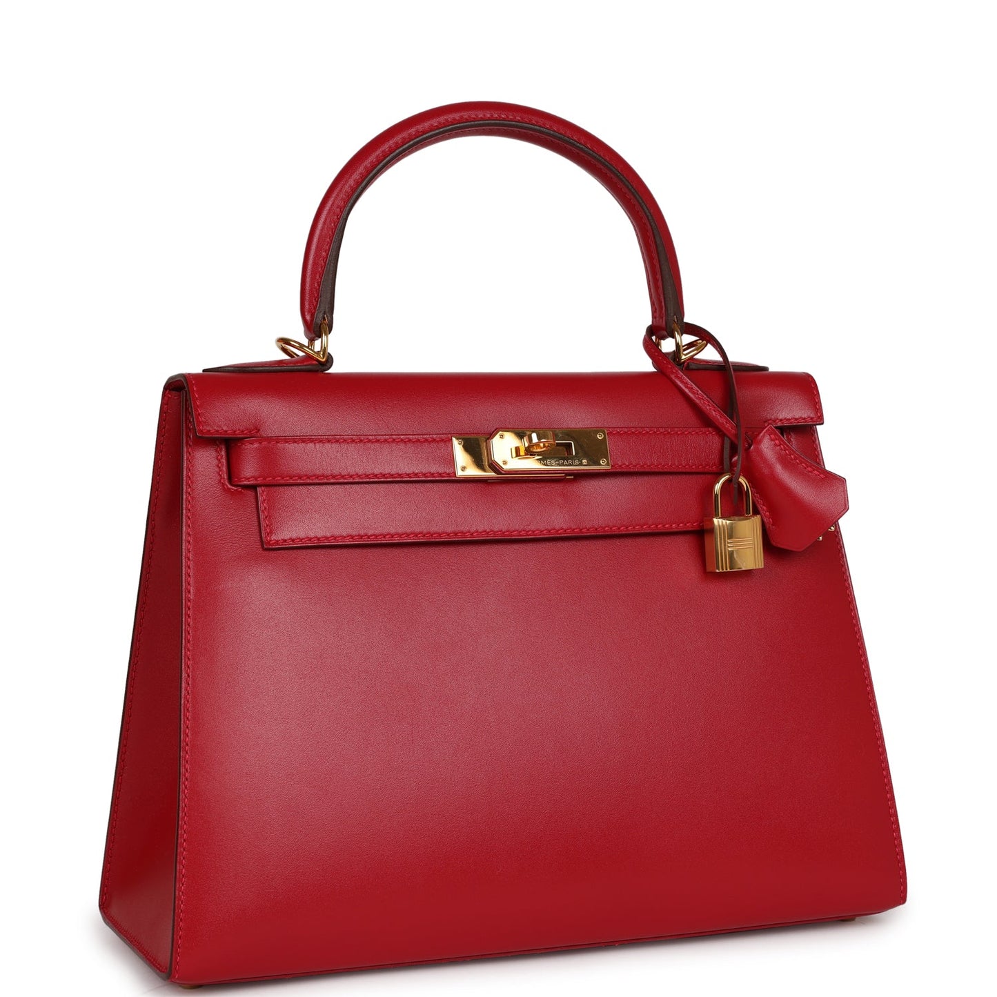 Hermes Kelly Sellier Rouge Vif Tadelakt Hardware Handbag Gold Travel Bag