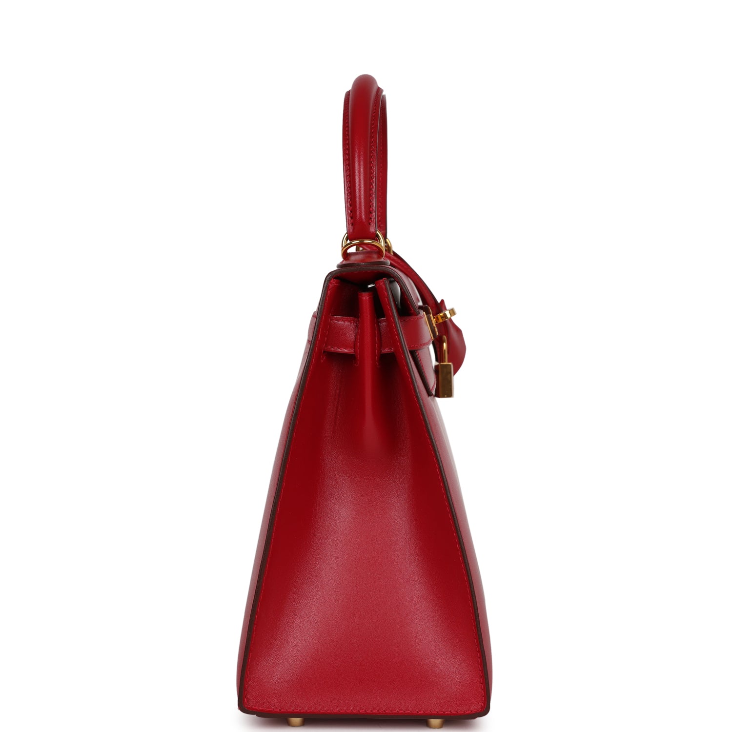 Hermes Kelly Sellier Rouge Vif Tadelakt Hardware Handbag Gold Travel Bag