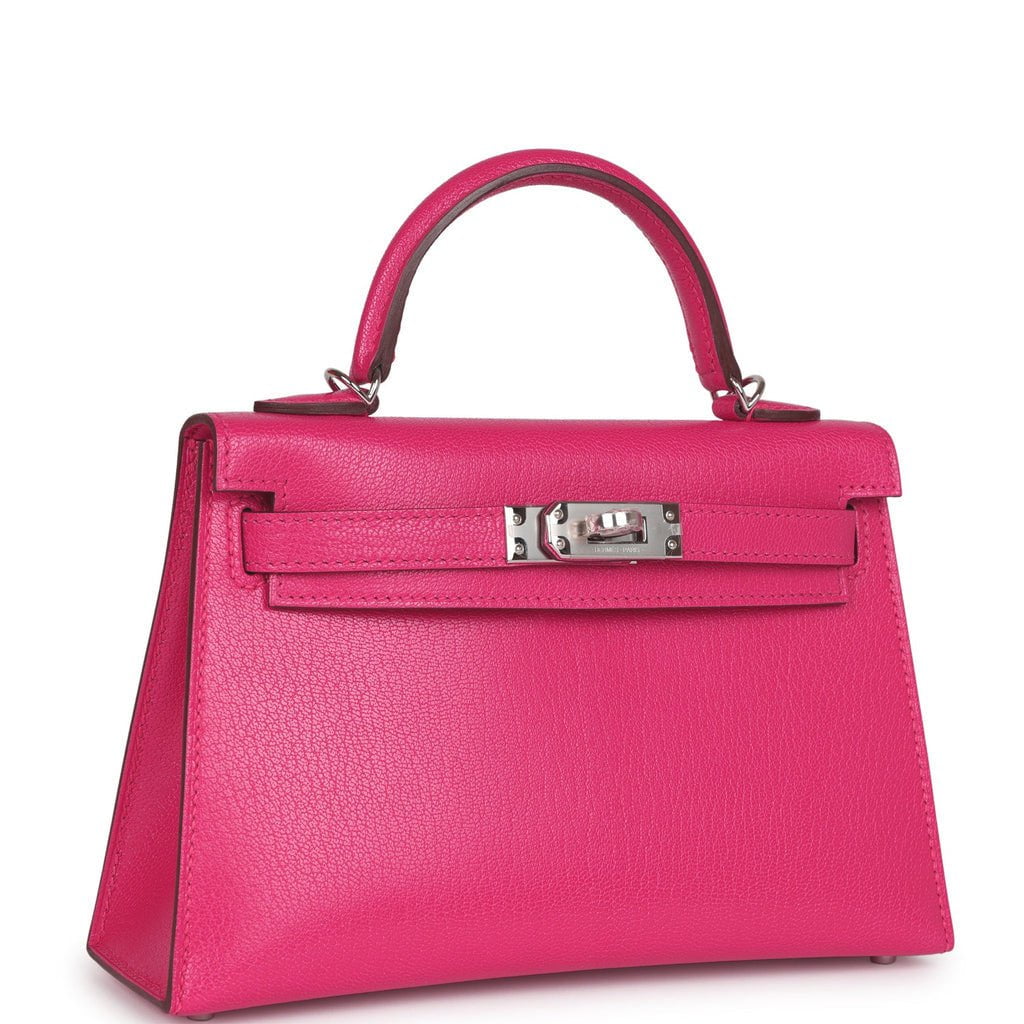 Hermes Kelly Rose Extreme Chevre Chamkila Palladium Hardware Handbag Travel Bag