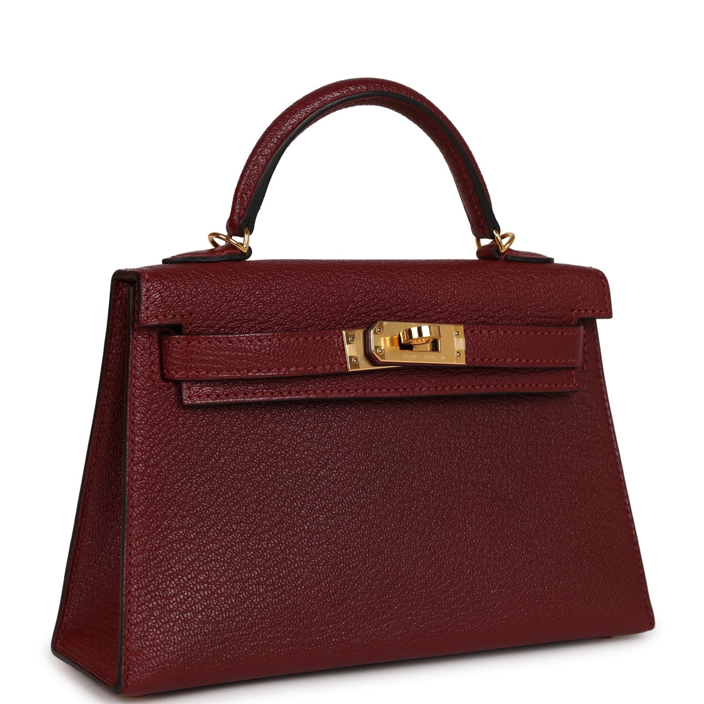 Hermes Top Quality Luxury Kelly Rouge Grenat Chevre Gold Travel Bag