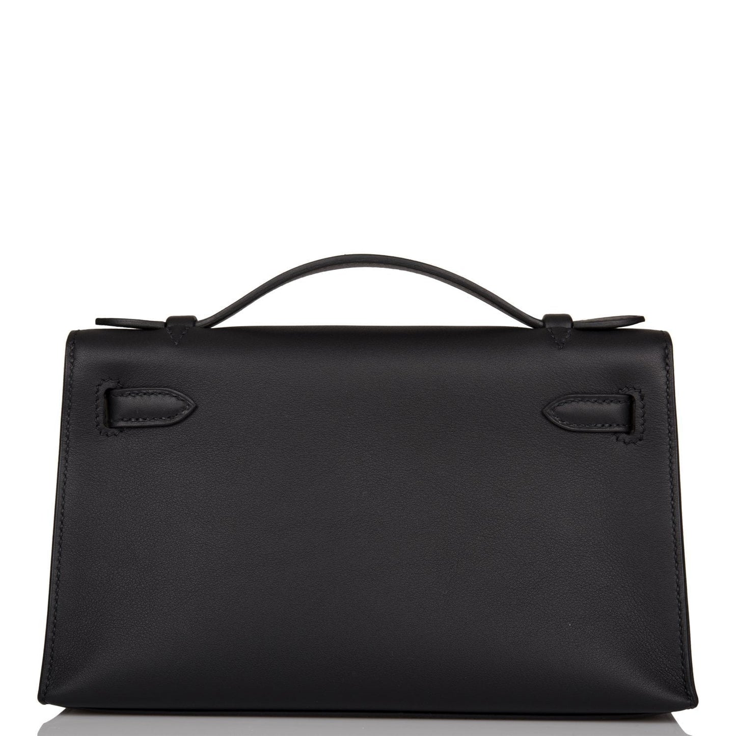 Hermes Kelly Pochette Swift Hardware Clutch Bag Black Gold Gold Hardware