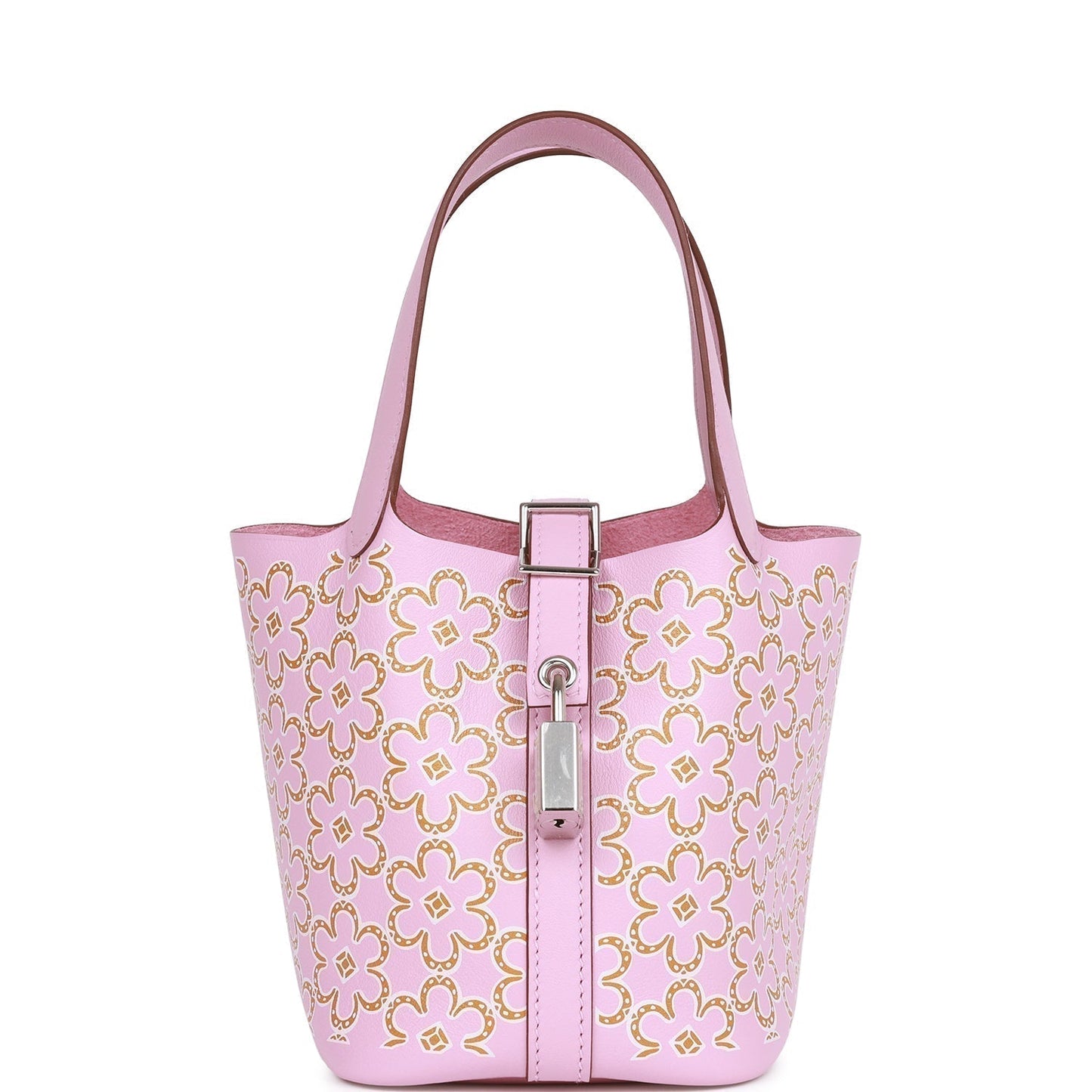 Hermes Micro Picotin Lock Lucky Daisy Mauve Sylvestre Travel Bag Palladium Hardware