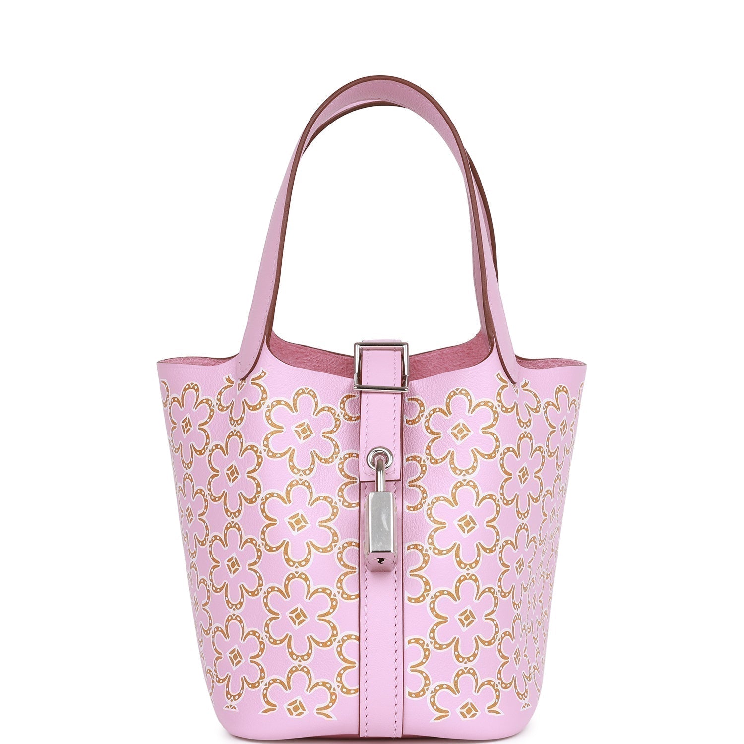 Hermes Micro Picotin Lock Lucky Daisy Mauve Sylvestre Travel Bag Palladium Hardware