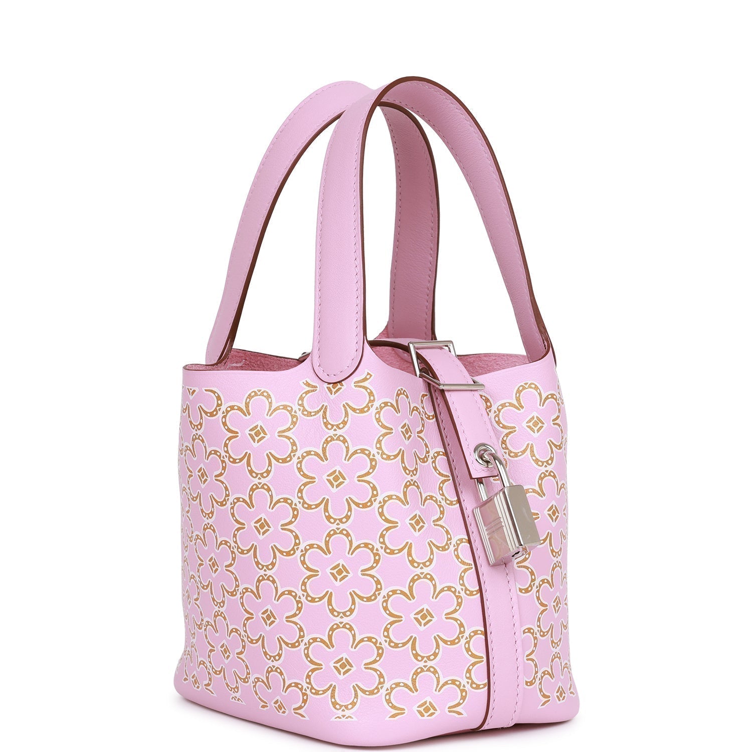 Hermes Micro Picotin Lock Lucky Daisy Mauve Sylvestre Travel Bag Palladium Hardware