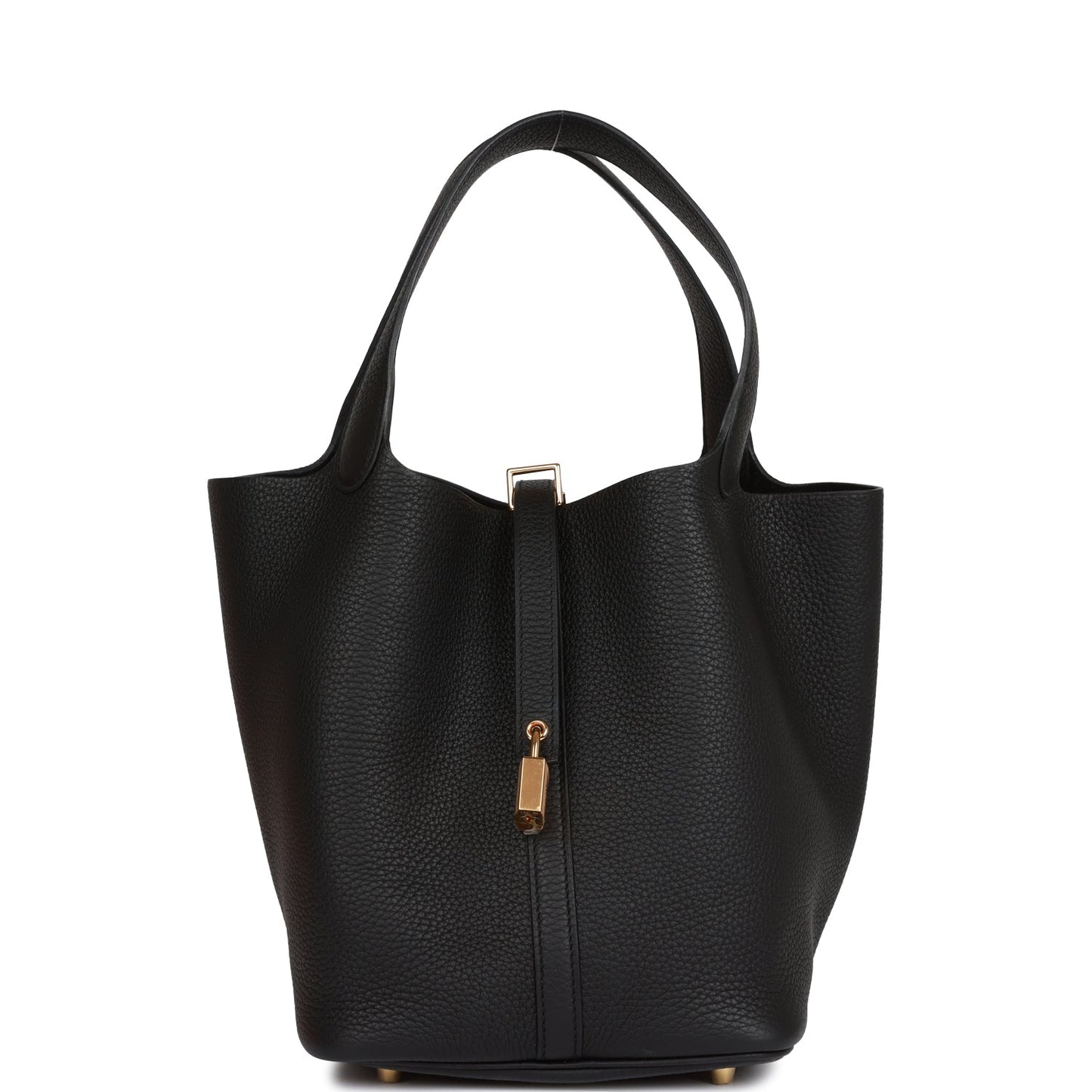 Hermes Picotin Lock Clemence Hardware Handbag Black Gold Travel Bag 6