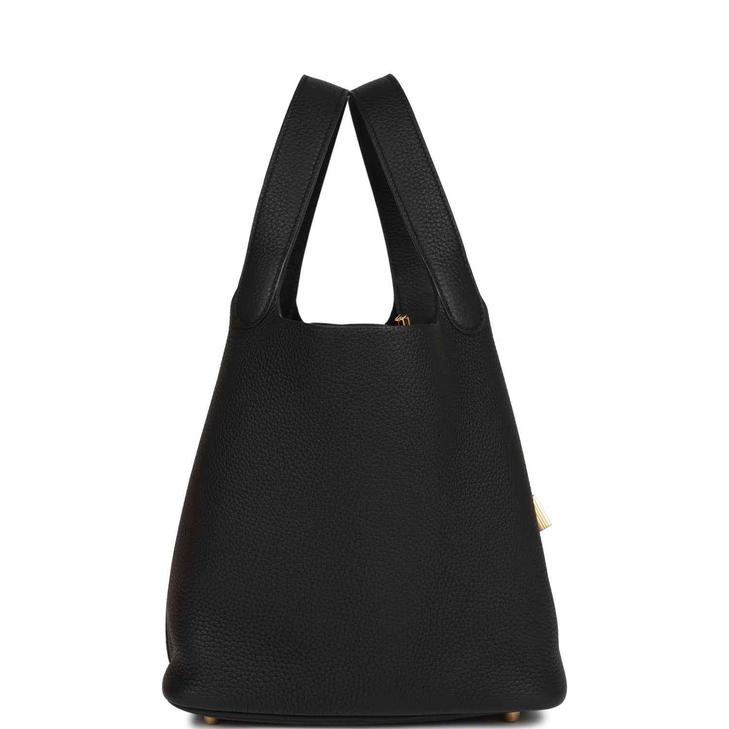 Hermes Picotin Lock Clemence Hardware Handbag Black Gold Travel Bag 6