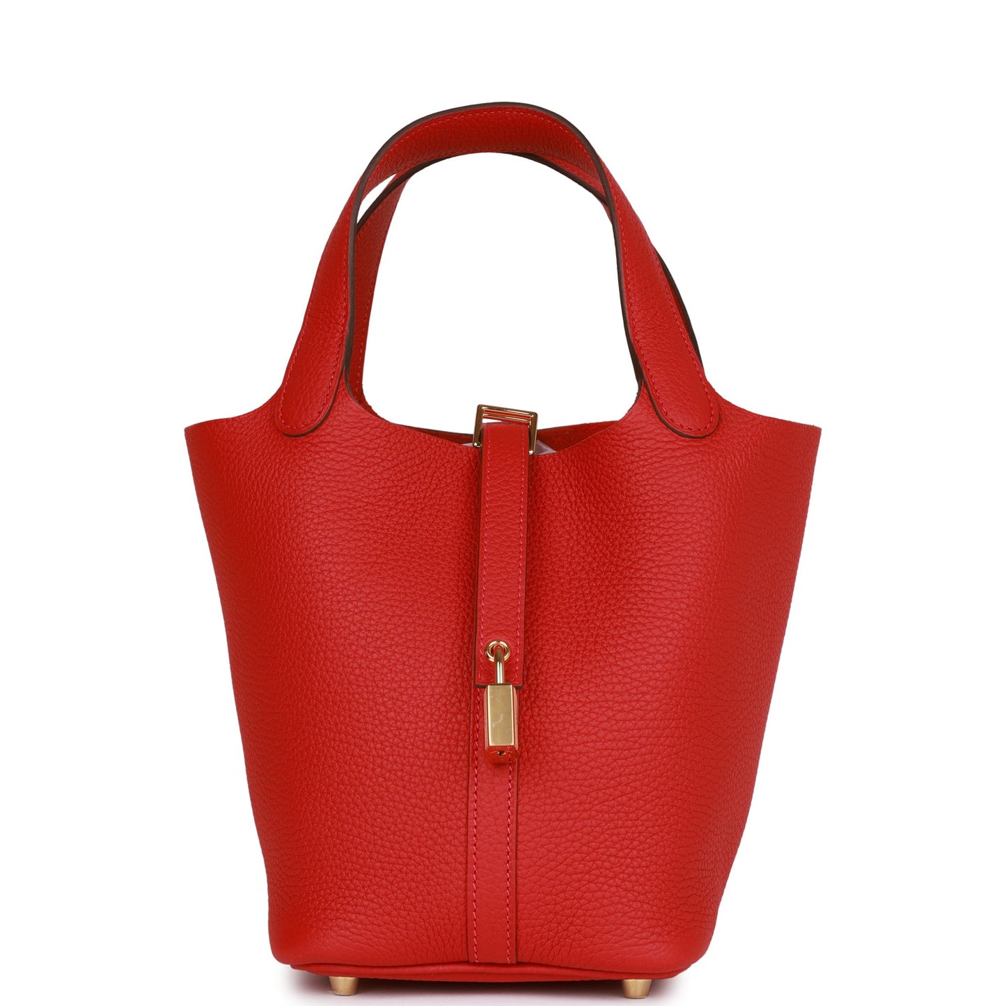 Hermes Picotin Lock Vermillion Clemence Hardware Handbag Gold Travel Bag