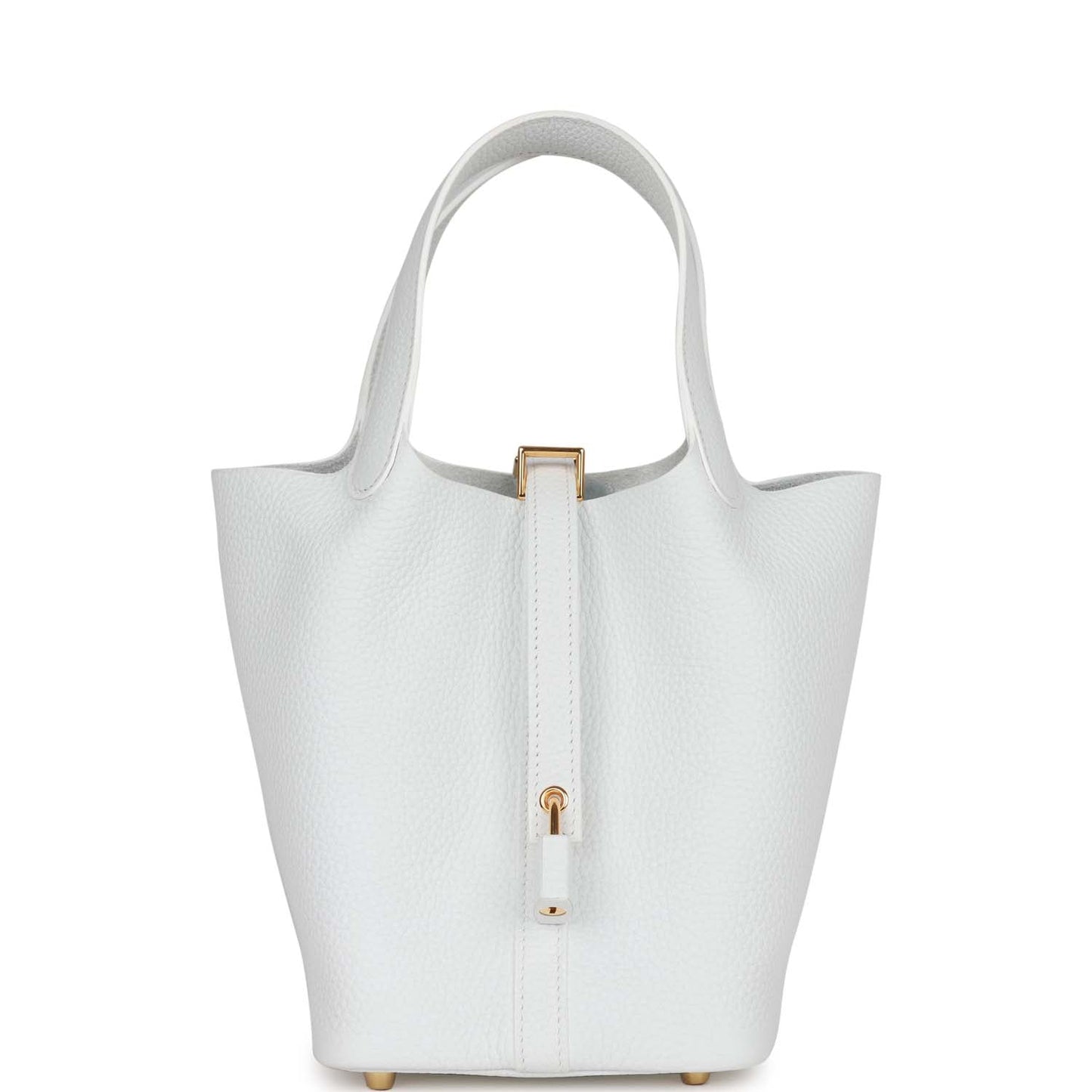Hermes Picotin Lock Clemence Hardware Handbag White Gold Travel Bag