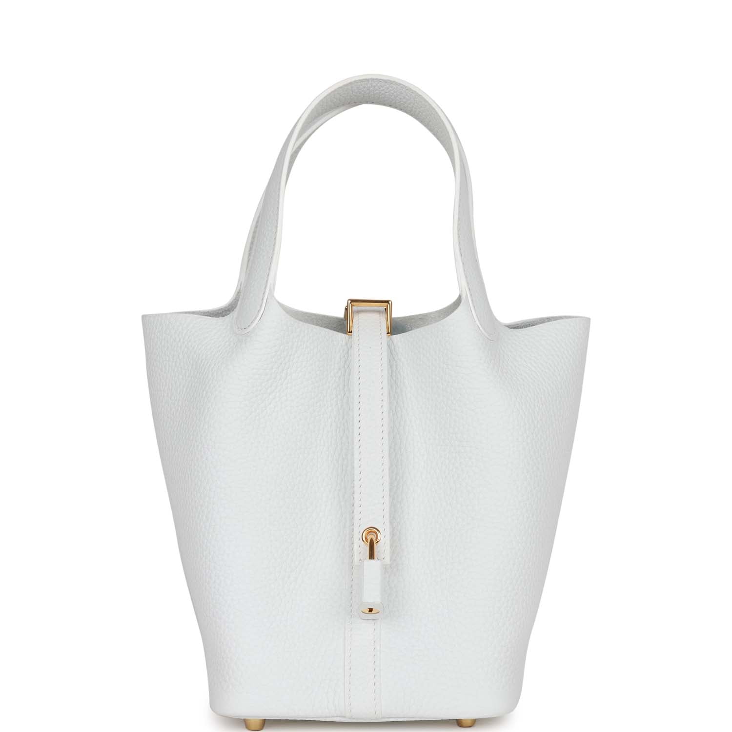 Hermes Picotin Lock Clemence Hardware Handbag White Gold Travel Bag