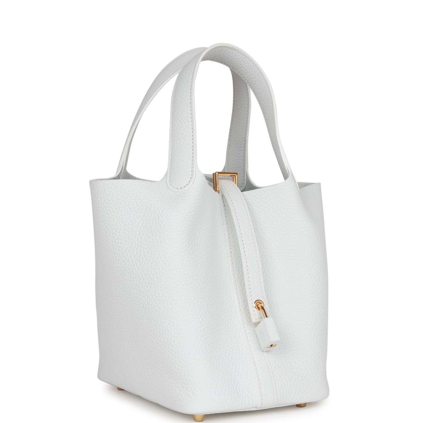 Hermes Picotin Lock Clemence Hardware Handbag White Gold Travel Bag