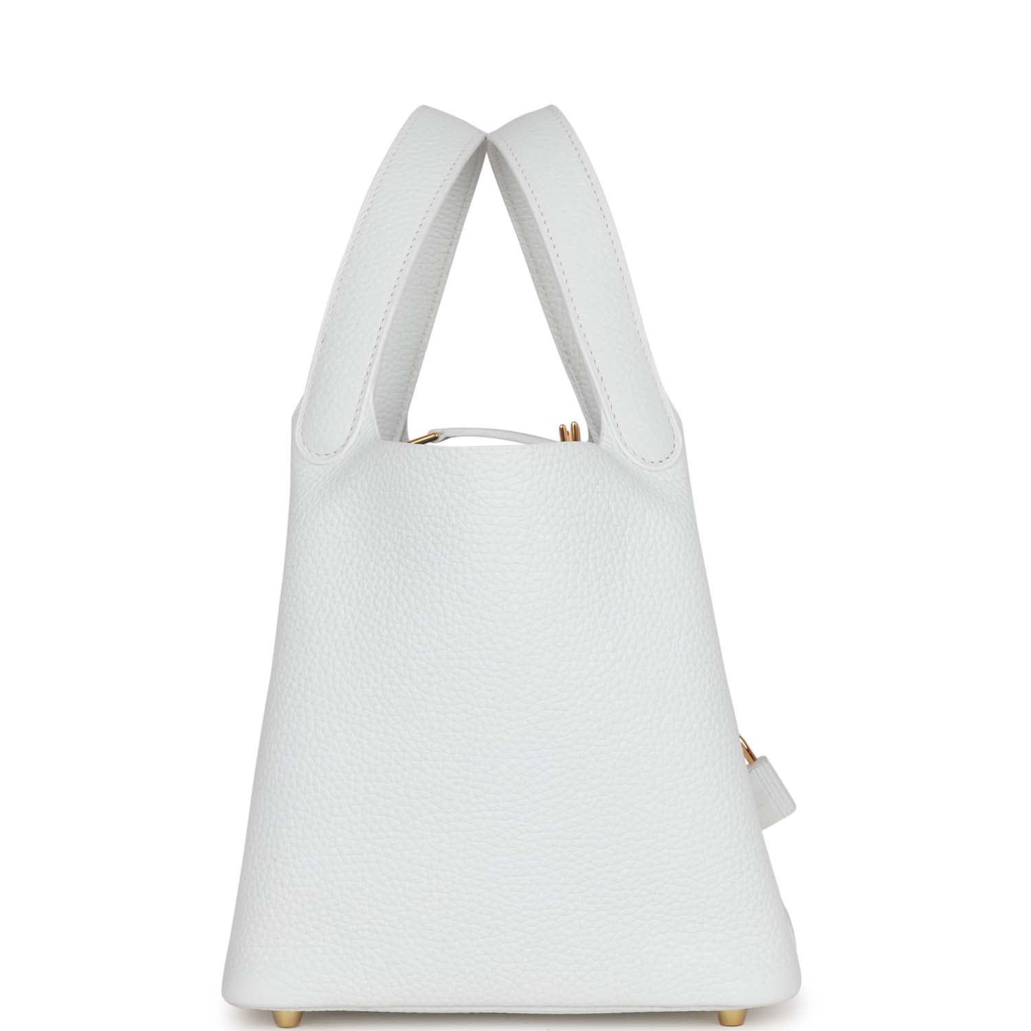 Hermes Picotin Lock Clemence Hardware Handbag White Gold Travel Bag