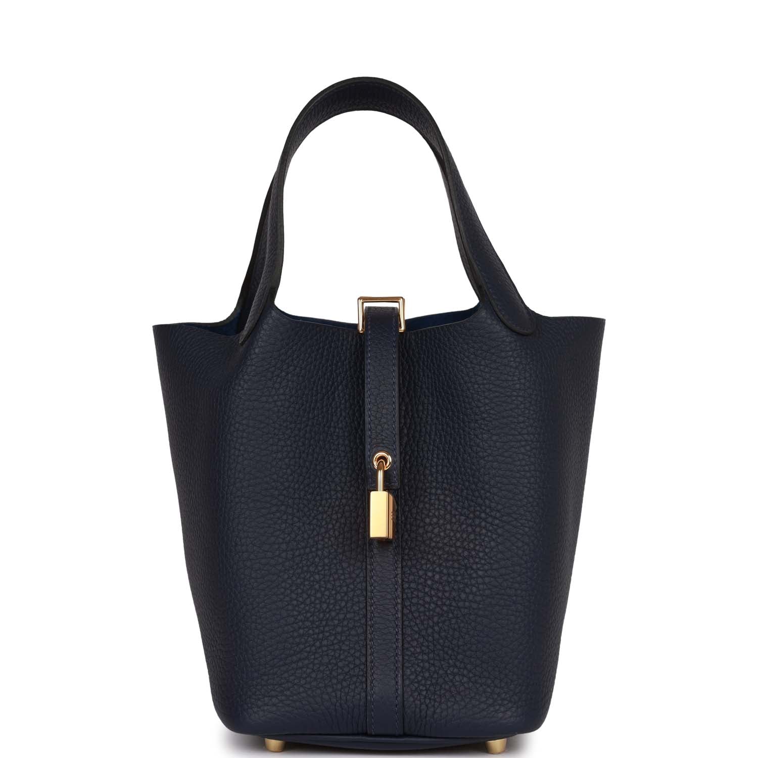 Hermes Picotin Lock Bleu Nuit Clemence Hardware Handbag Gold Travel Bag Hardware 2