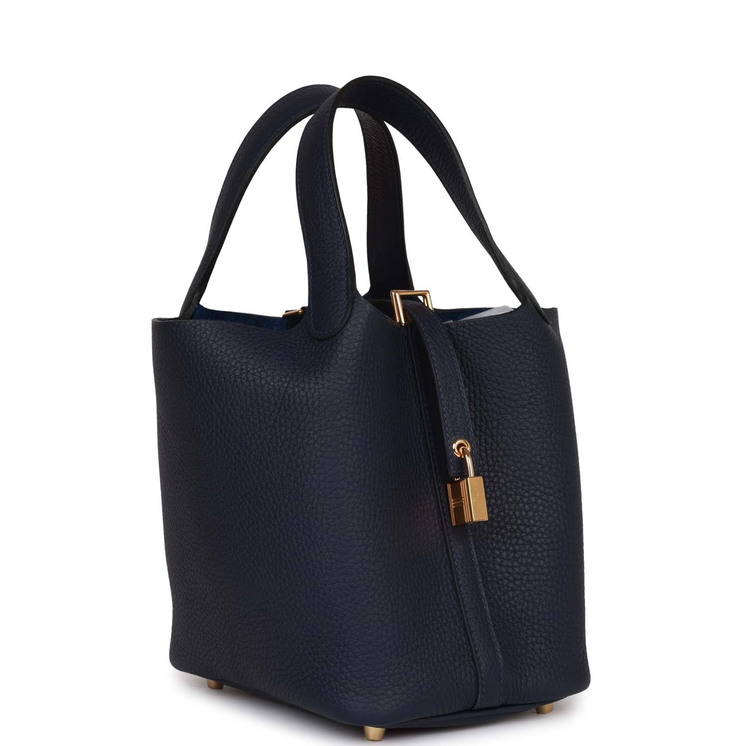 Hermes Picotin Lock Bleu Nuit Clemence Hardware Handbag Gold Travel Bag Hardware 2