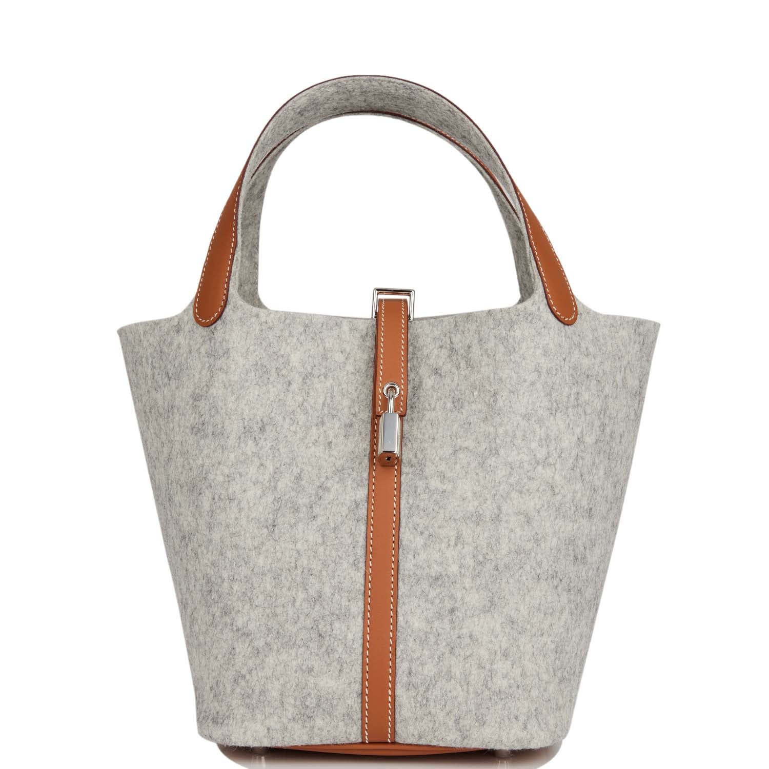 Hermes Picotin Lock Gris Clair Feutre And Barenia Travel Bag