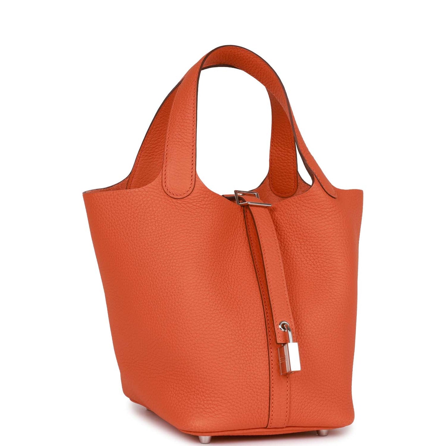 Hermes Picotin Lock Clemence Palladium Hardware Handbag Orange Travel Bag