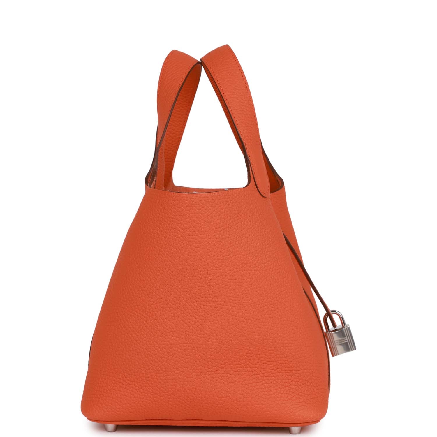Hermes Picotin Lock Clemence Palladium Hardware Handbag Orange Travel Bag