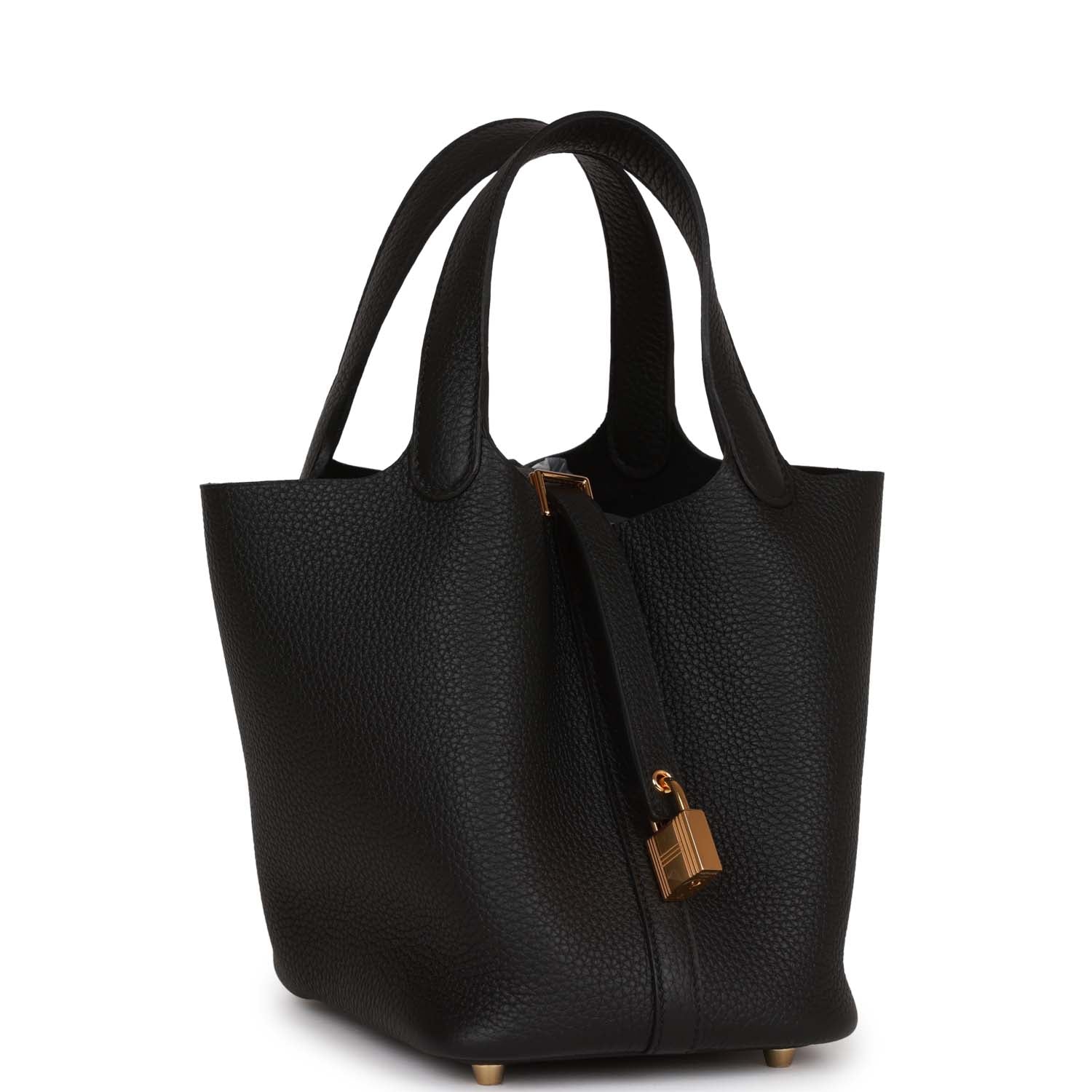 Hermes Picotin Lock Clemence Hardware Handbag Black Gold Travel Bag Hardware 4