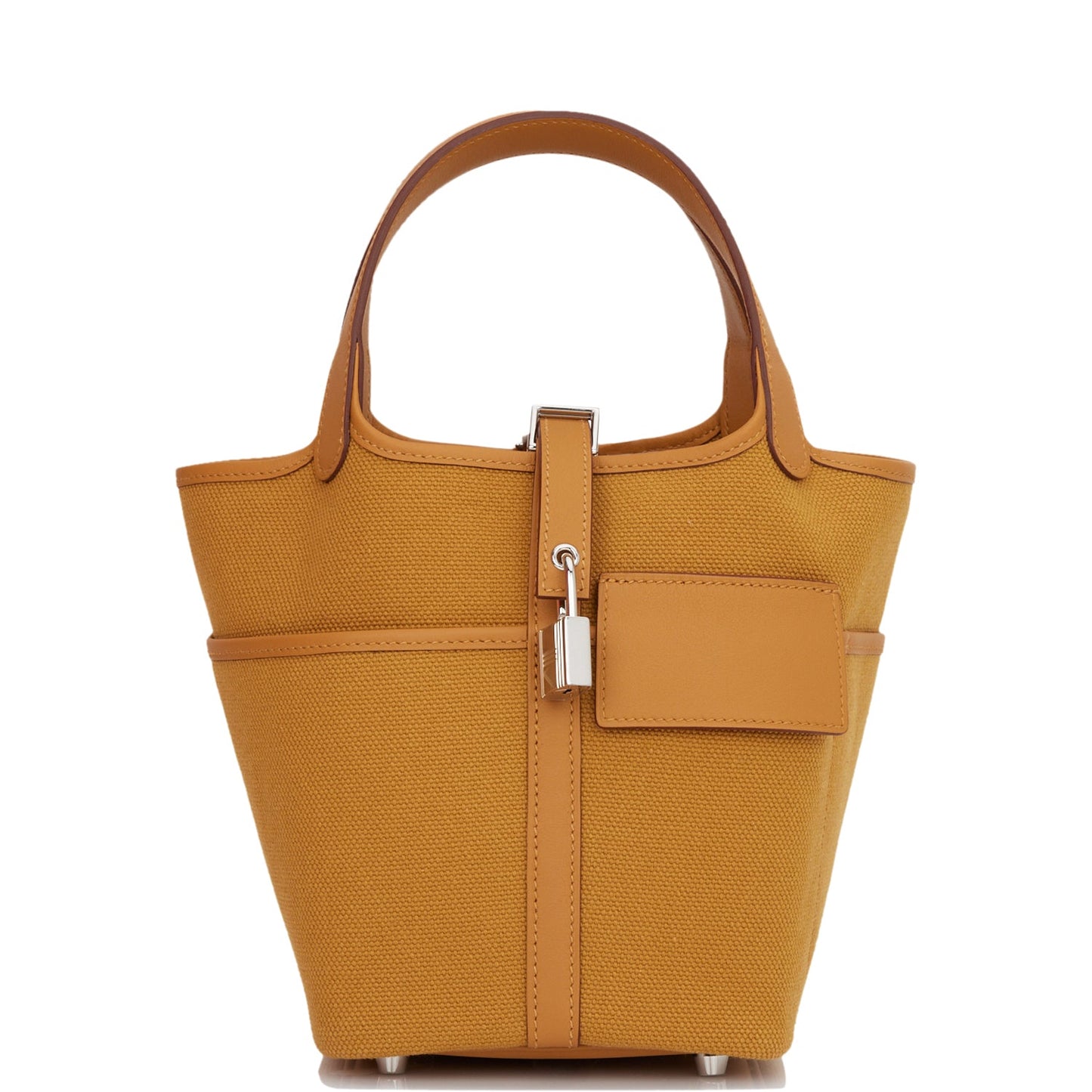 Hermes Picotin Cargo Desert Sesame Swift And Toile Canvas Travel Bag Hardware 2