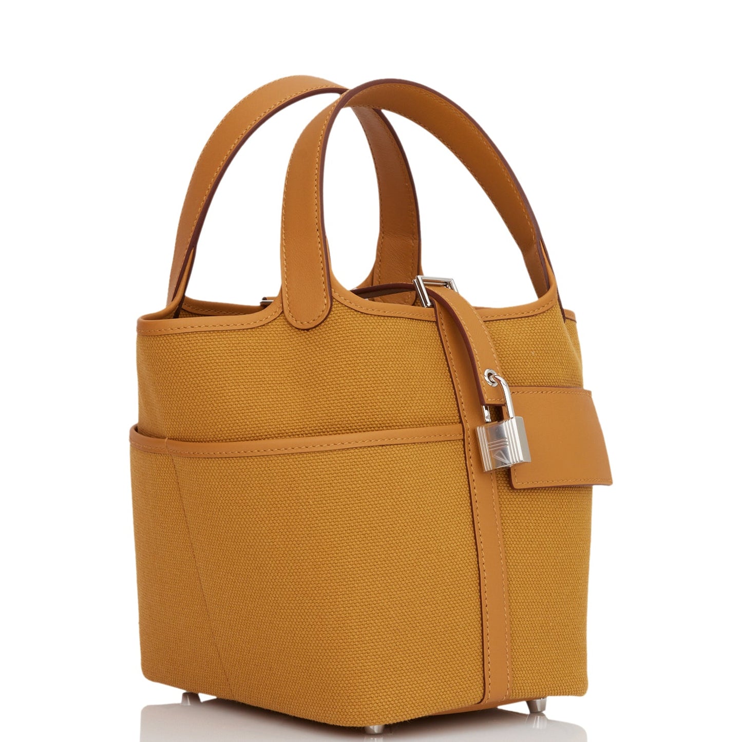 Hermes Picotin Cargo Desert Sesame Swift And Toile Canvas Travel Bag Hardware 2