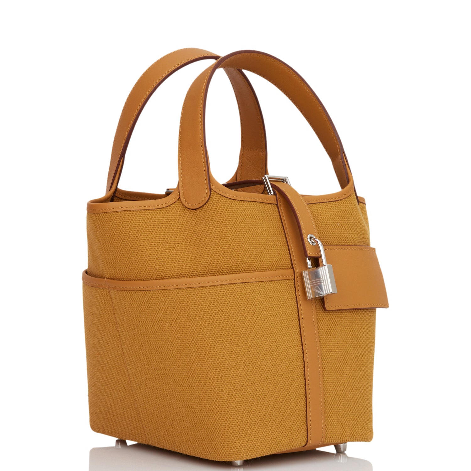 Hermes Picotin Cargo Desert Sesame Swift And Toile Canvas Travel Bag Hardware 2