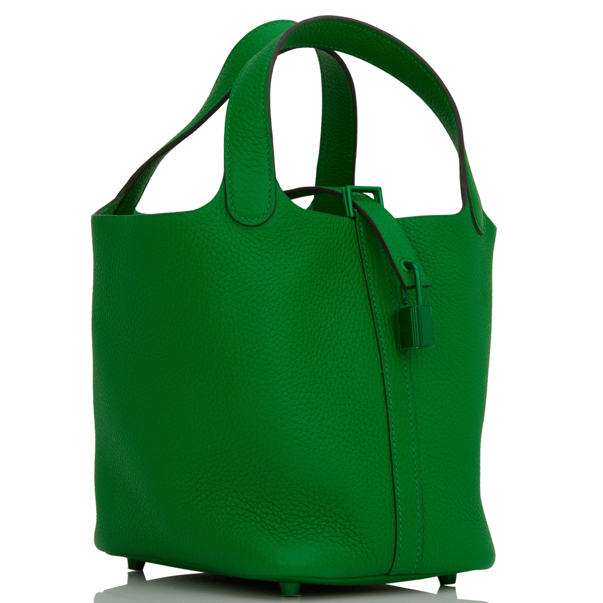 Hermes Monochrome Picotin Bambou Clemence Hardware Handbag Green Travel Bag Hardware 1