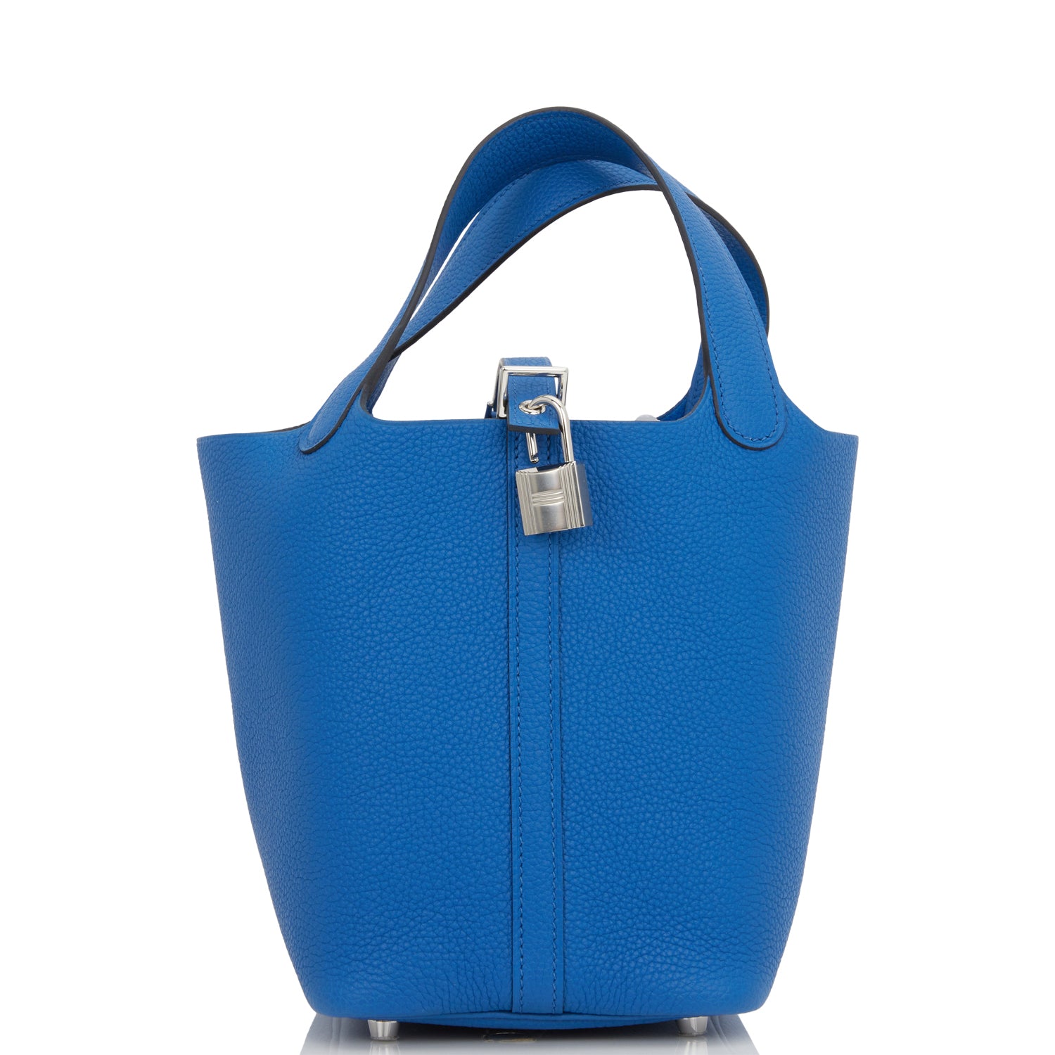 Hermes Picotin Lock Bleu France Clemence Palladium Hardware Travel Bag