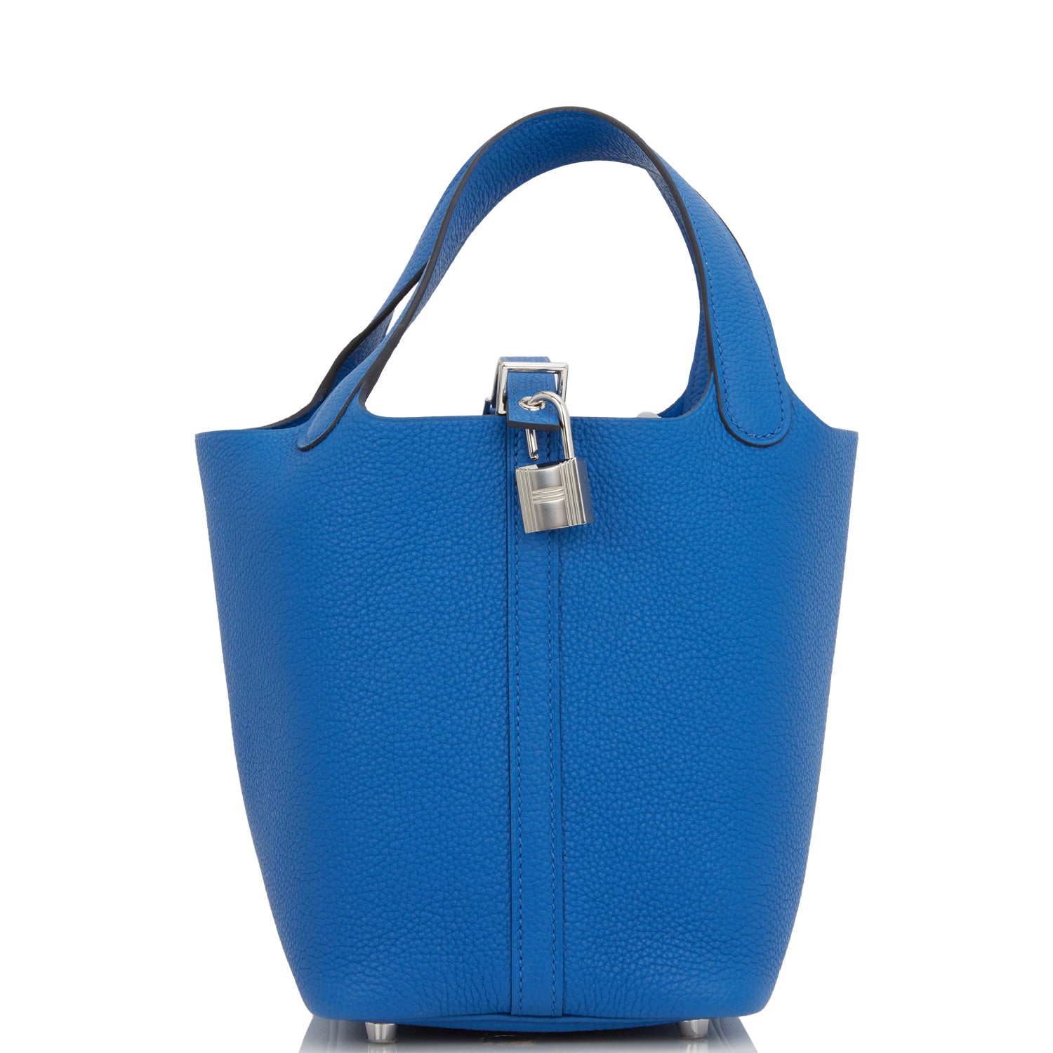 Hermes Picotin Lock Bleu France Clemence Palladium Hardware Travel Bag