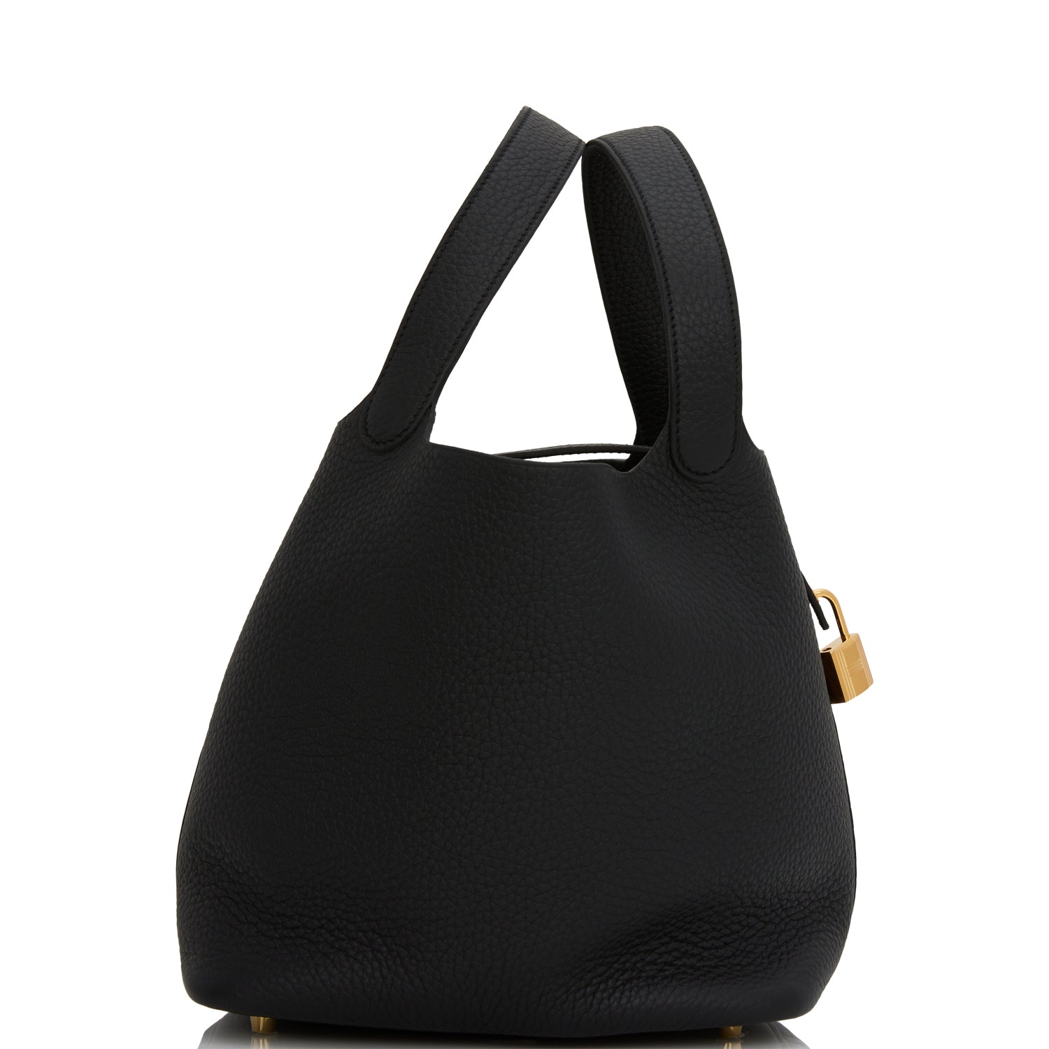 Hermes Picotin Lock Clemence Hardware Handbag Black Gold Travel Bag 7