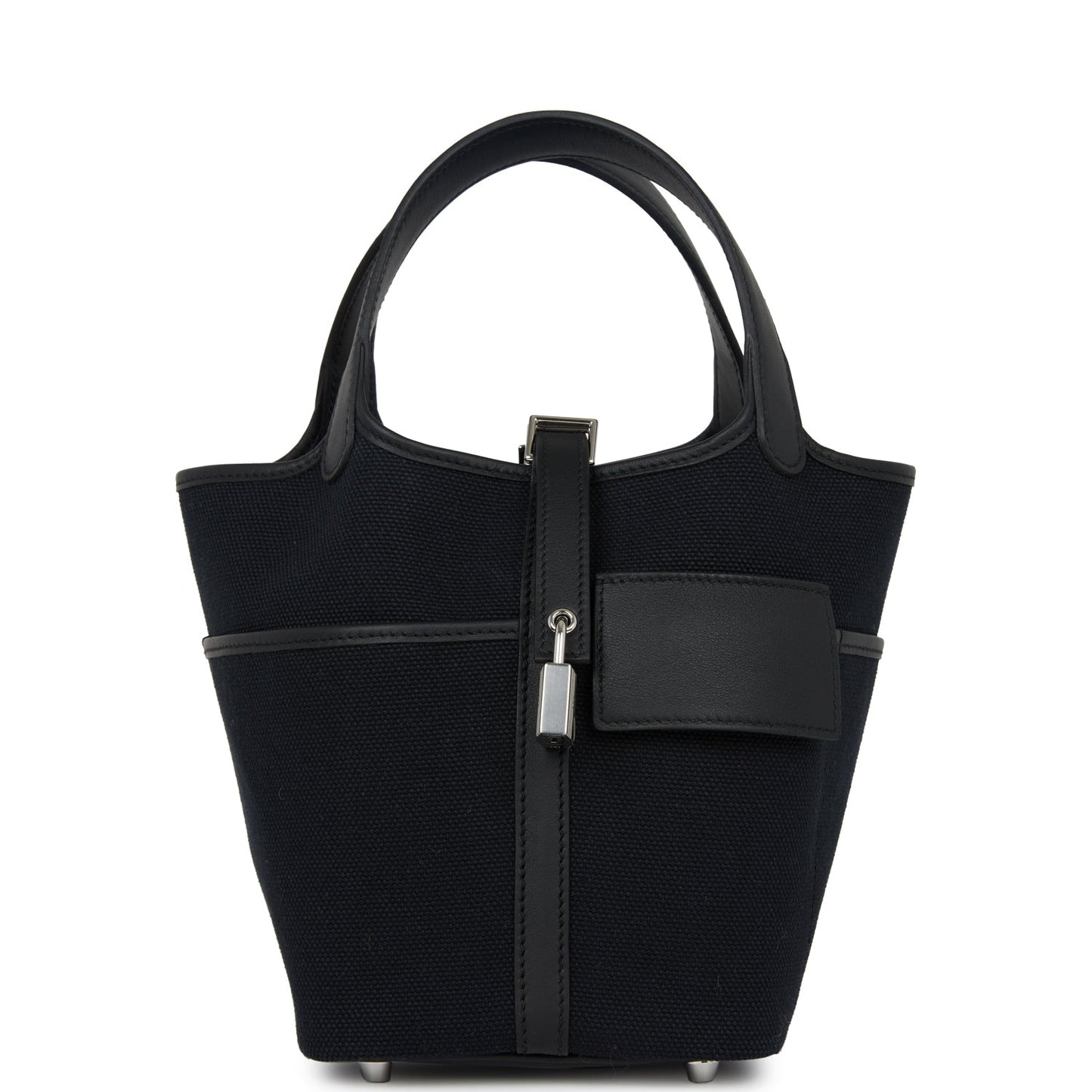 Hermes Picotin Cargo Swift And Toile Palladium Hardware Canvas Black Travel Bag