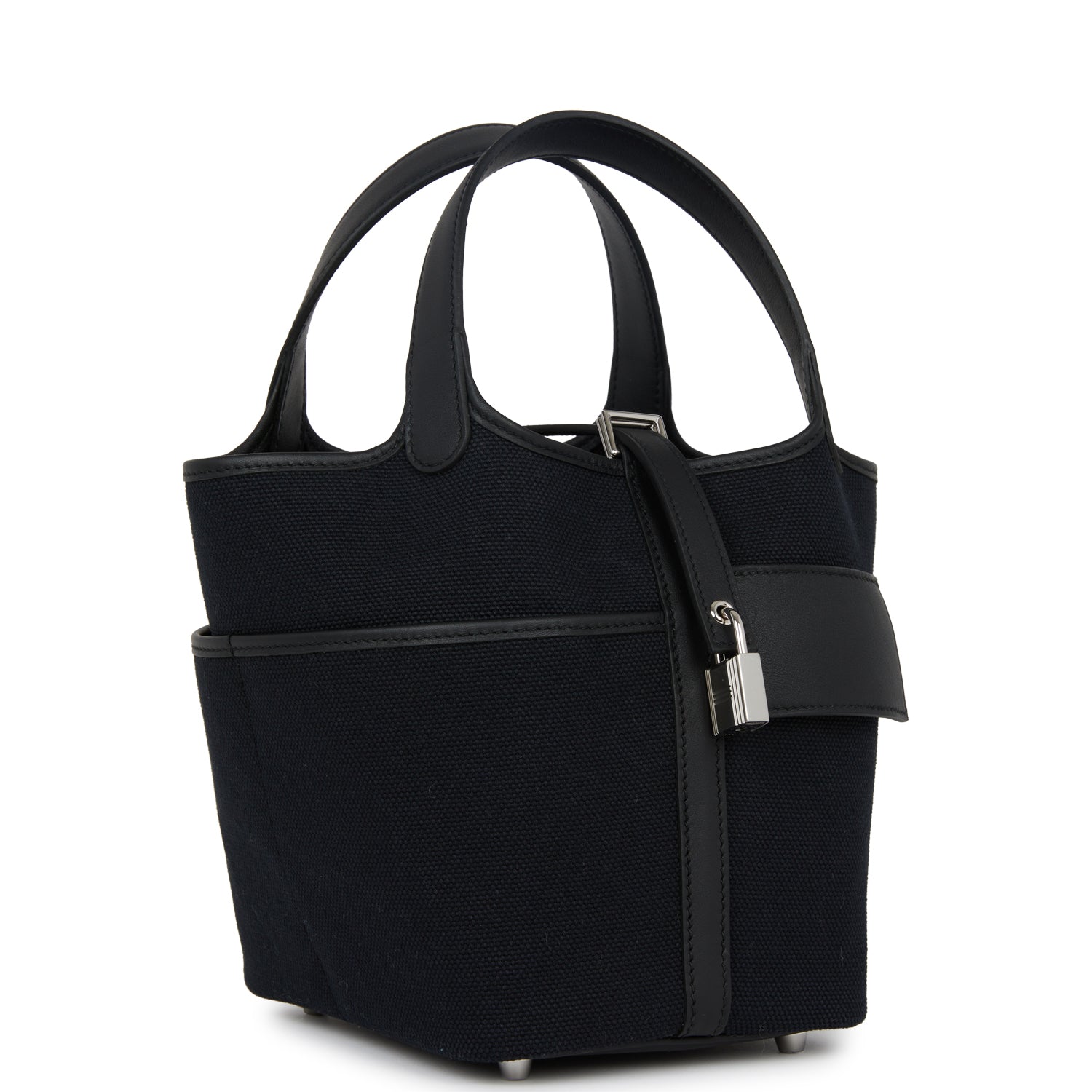 Hermes Picotin Cargo Swift And Toile Palladium Hardware Canvas Black Travel Bag