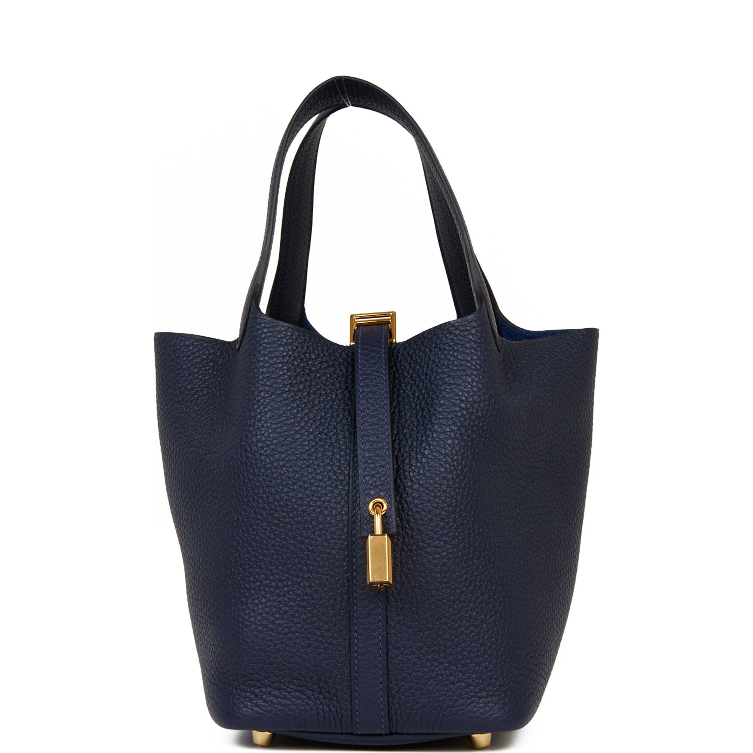 Hermes Picotin Lock Bleu Nuit Clemence Hardware Handbag Gold Travel Bag