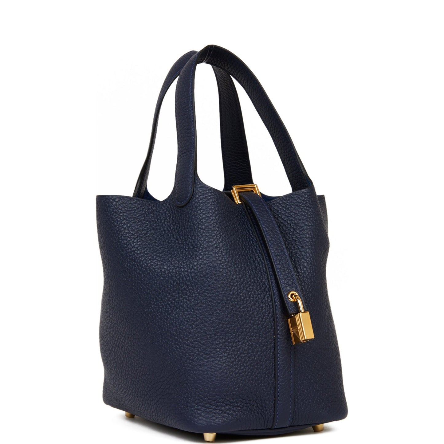 Hermes Picotin Lock Bleu Nuit Clemence Hardware Handbag Gold Travel Bag