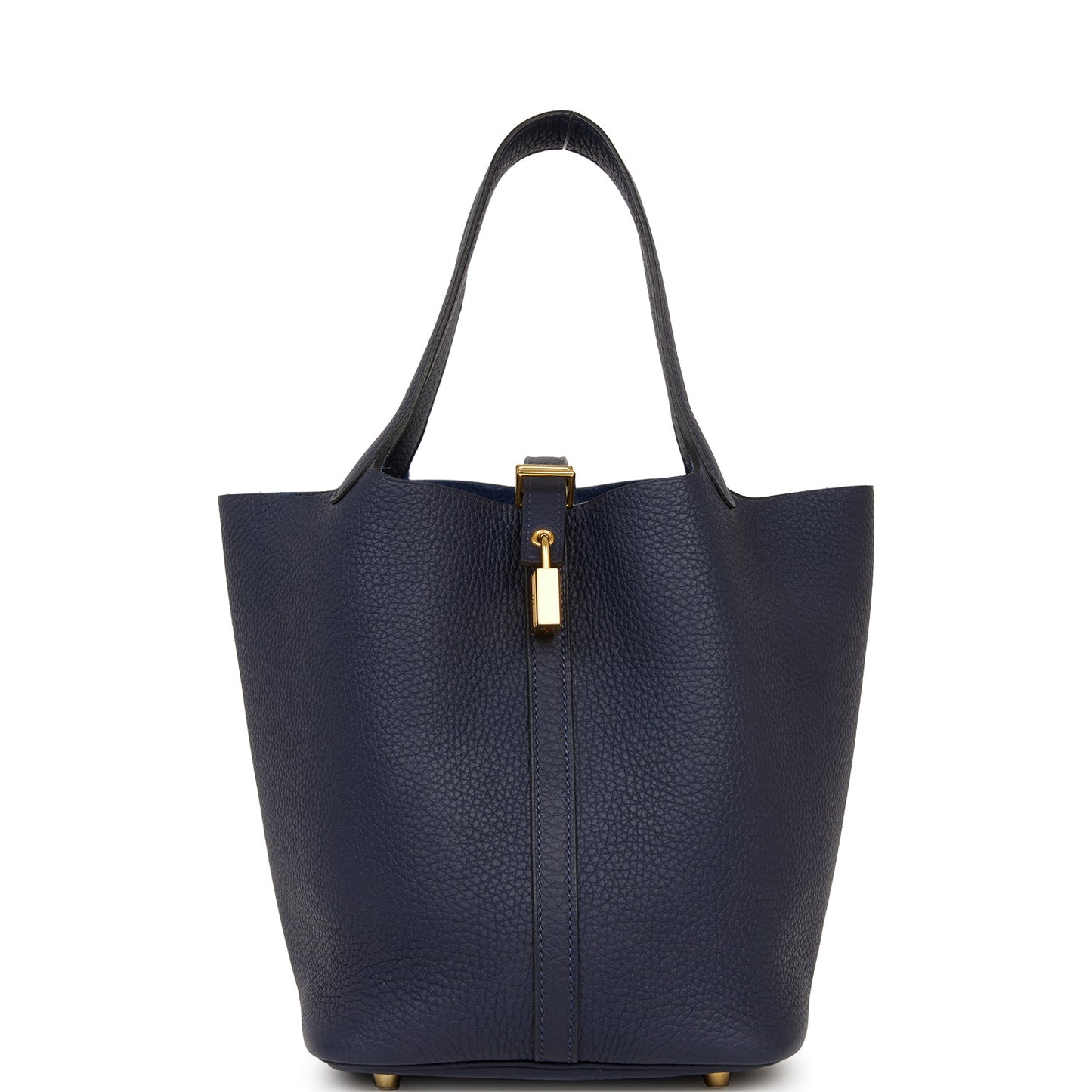 Hermes Picotin Lock Bleu Nuit Clemence Hardware Handbag Gold Travel Bag Gold Hardware