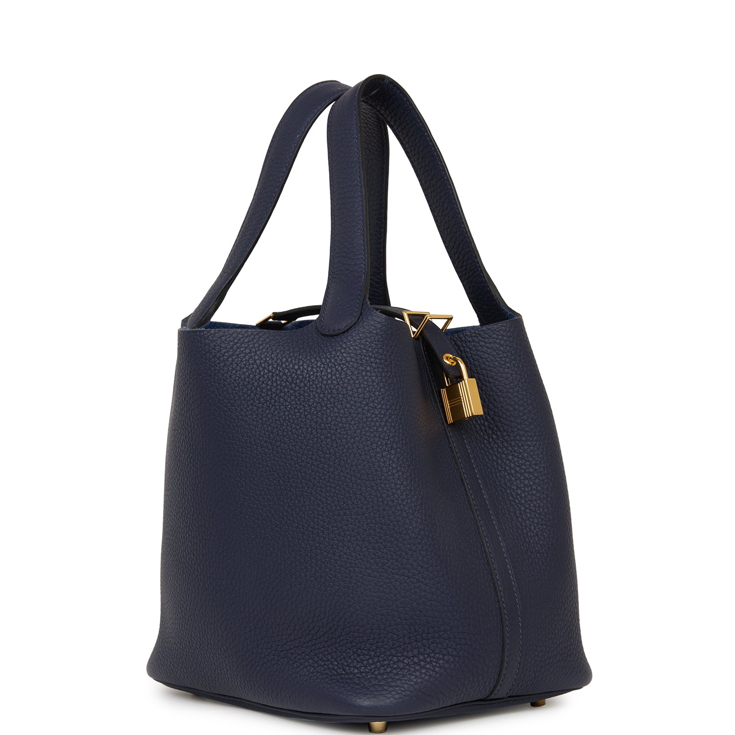 Hermes Picotin Lock Bleu Nuit Clemence Hardware Handbag Gold Travel Bag Gold Hardware