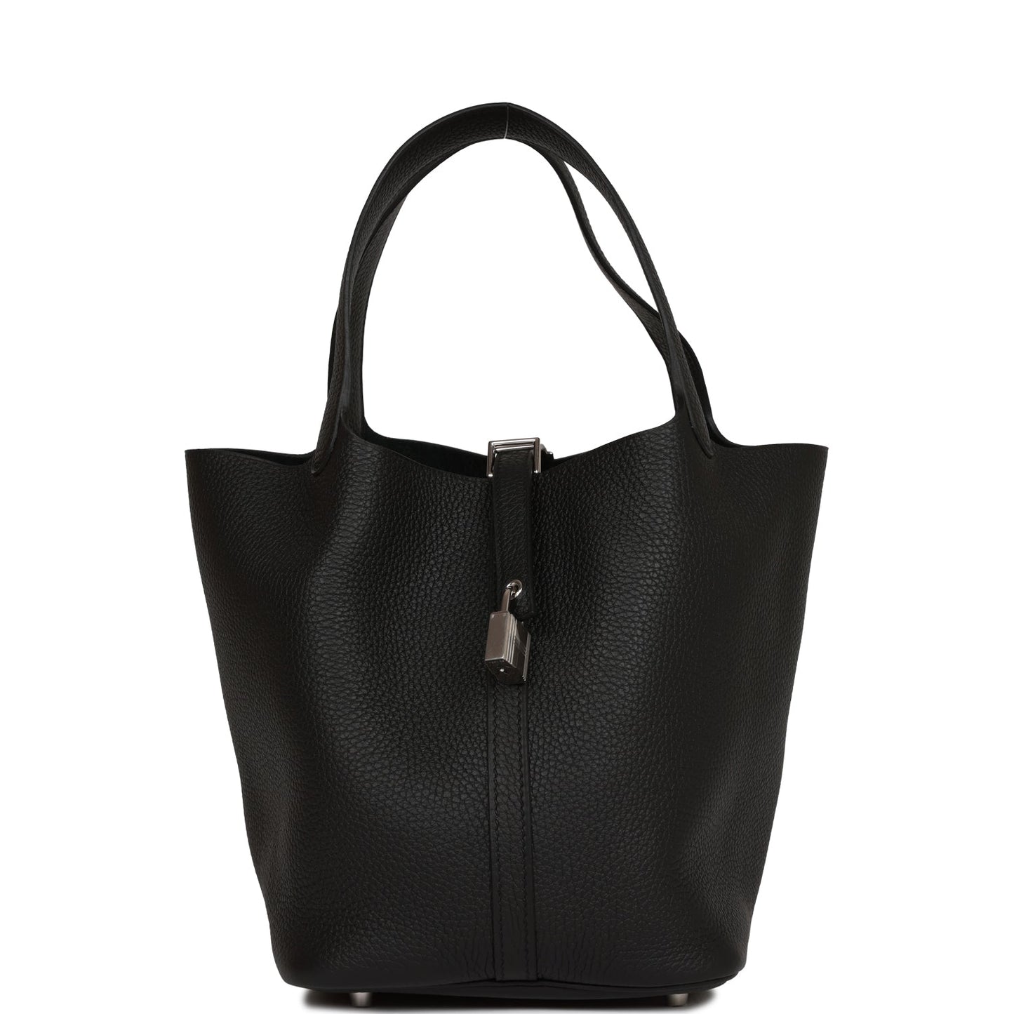 Hermes Picotin Lock Clemence Palladium Hardware Handbag Black Travel Bag Palladium Hardware