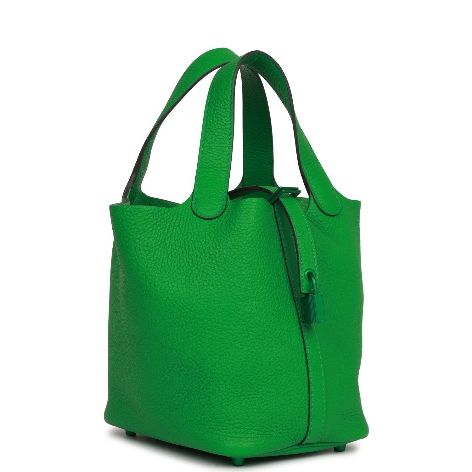 Hermes Monochrome Picotin Bambou Clemence Hardware Handbag Green Travel Bag
