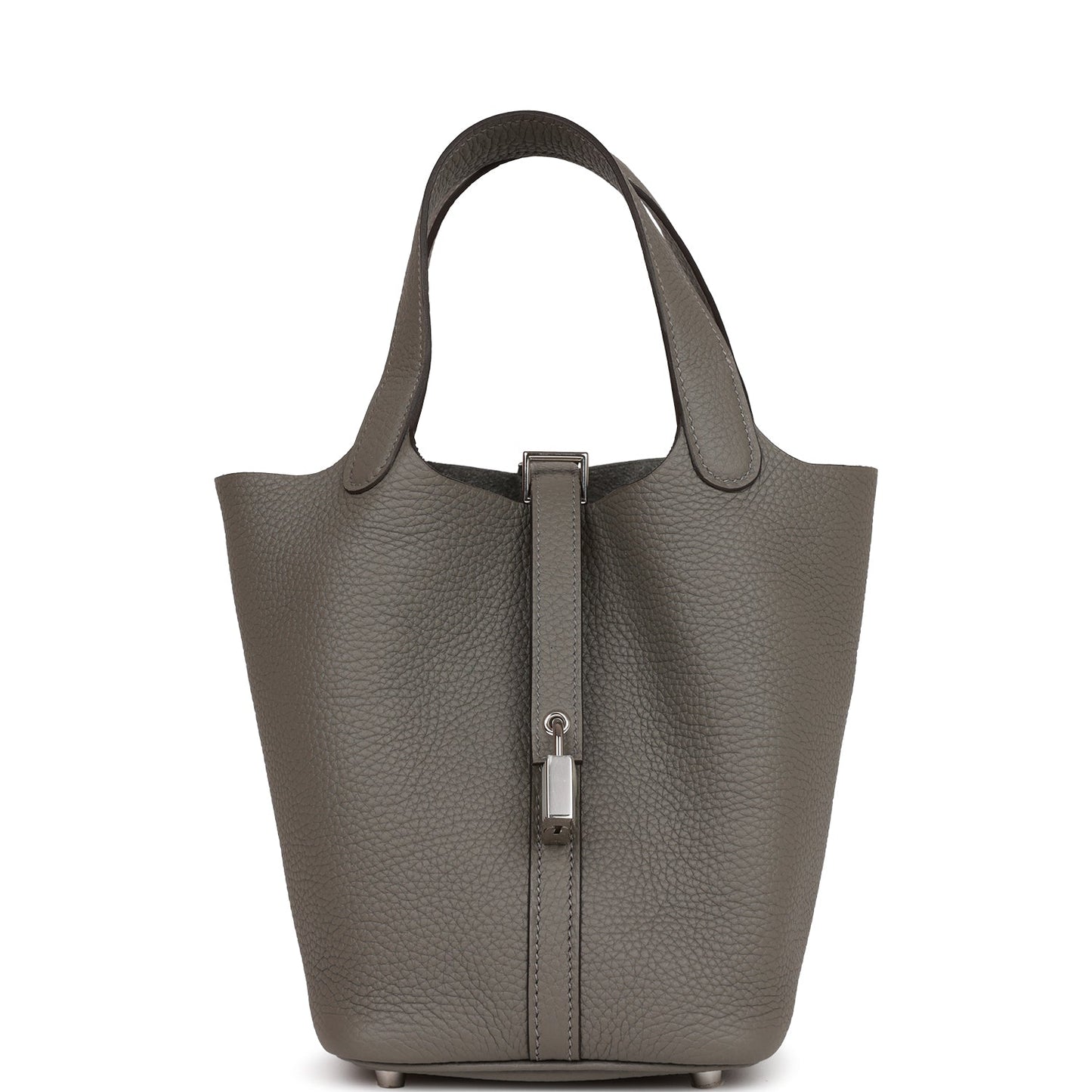 Hermes Picotin Lock Gris Meyer Clemence Palladium Hardware Travel Bag Palladium Hardware