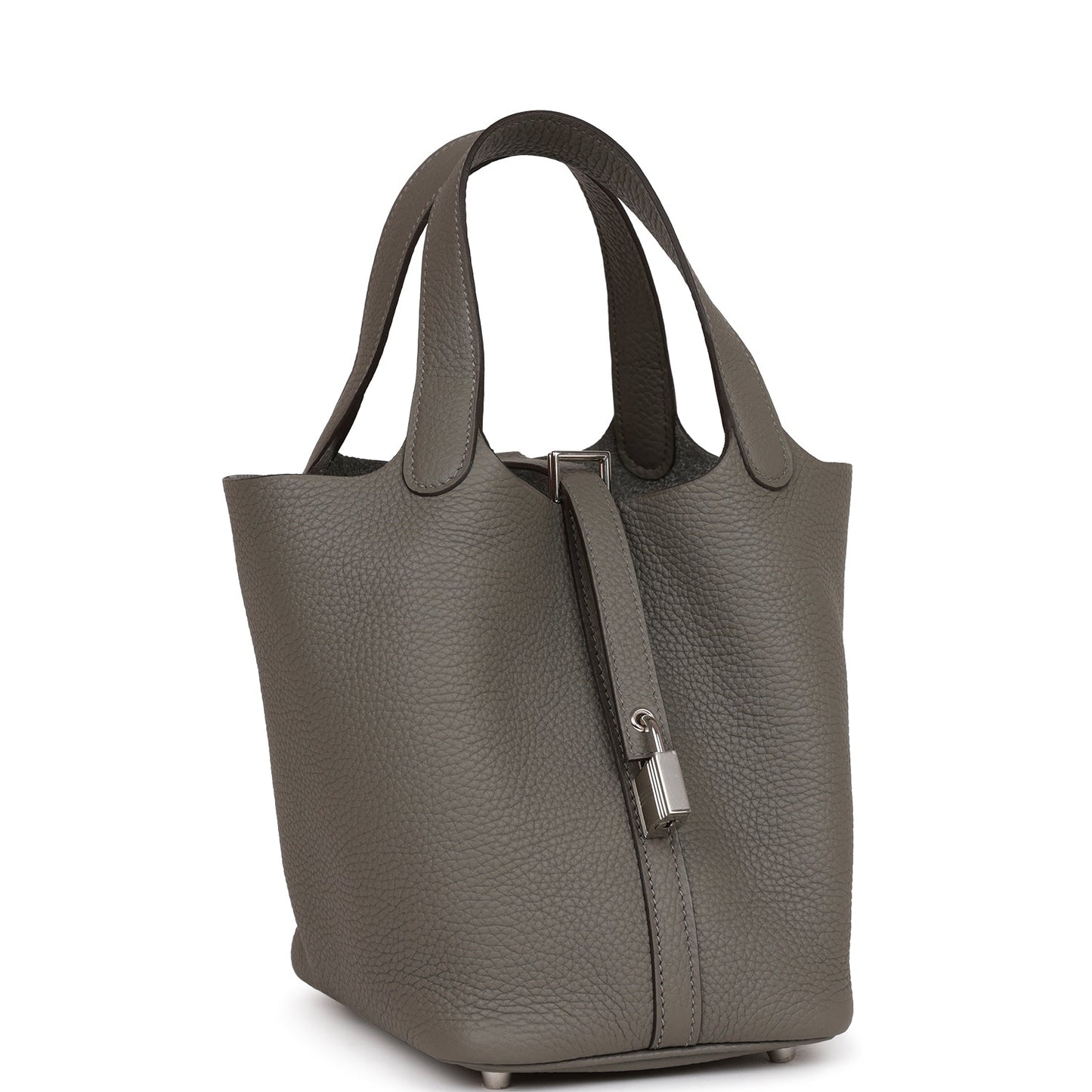 Hermes Picotin Lock Gris Meyer Clemence Palladium Hardware Travel Bag Palladium Hardware