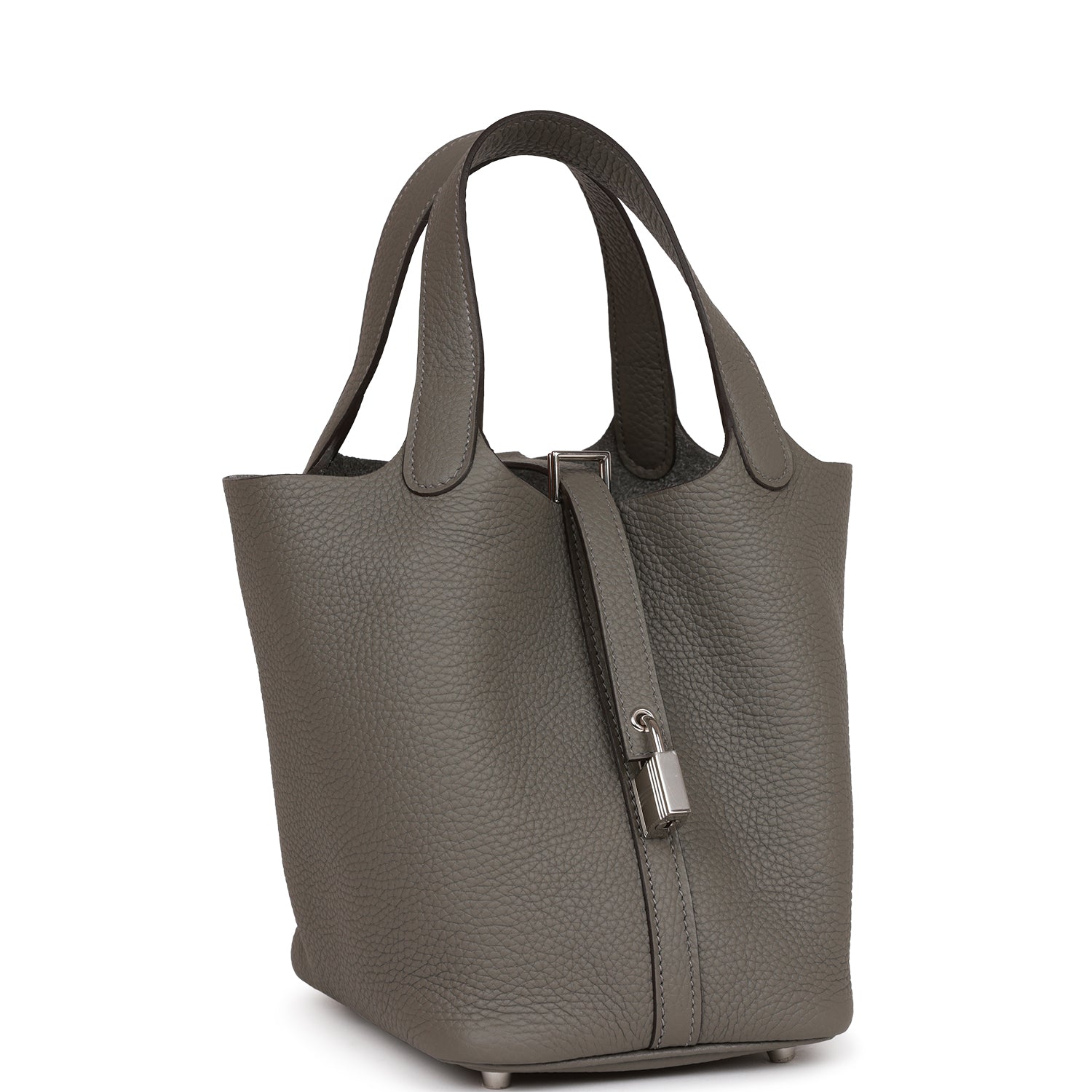 Hermes Picotin Lock Gris Meyer Clemence Palladium Hardware Travel Bag Palladium Hardware