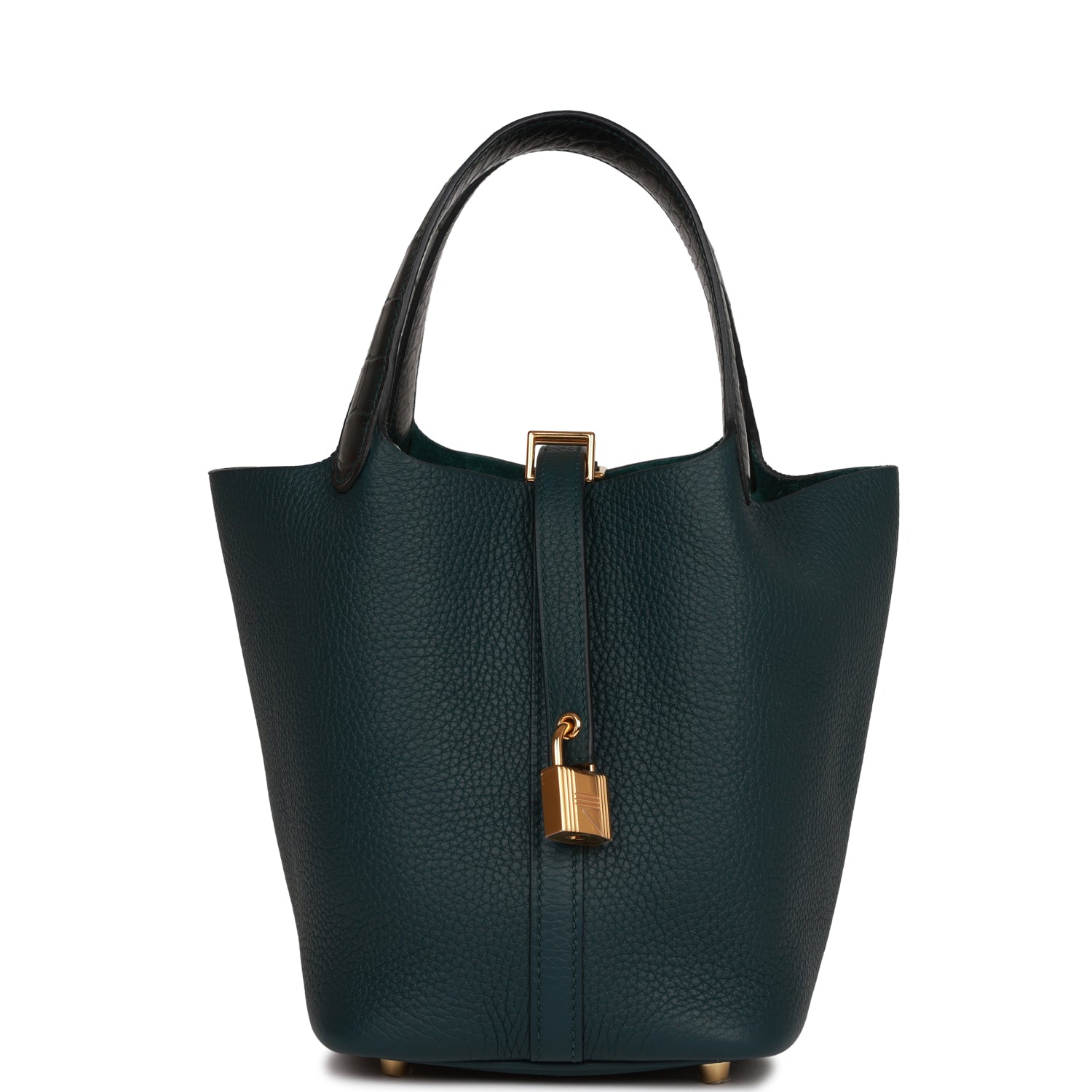 Hermes Picotin Lock Vert Cypress Matte Alligator And Gold Travel Bag