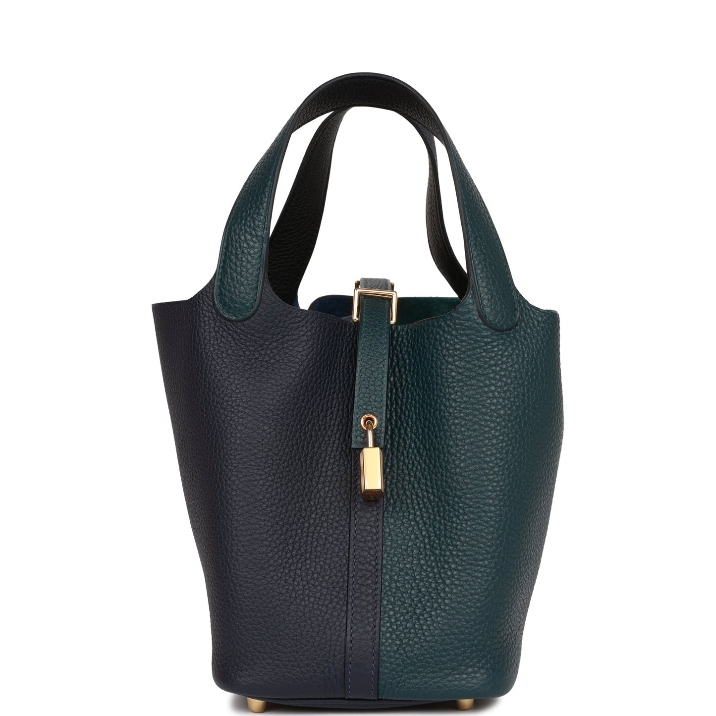 Hermes Picotin Lock Cas Ue Vert Cypress Bleu Black Gold Travel Bag