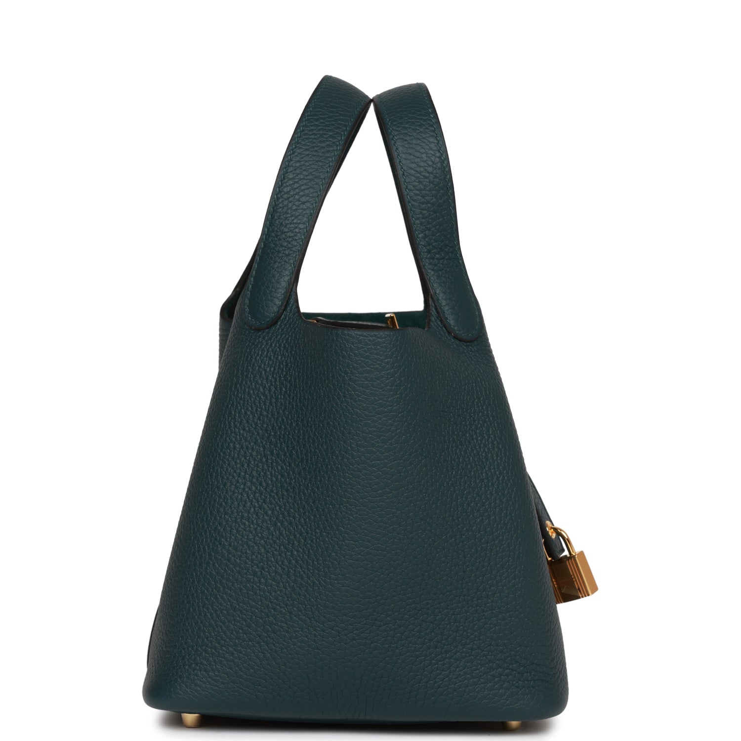 Hermes Picotin Lock Vert Cypress Clemence Hardware Handbag Gold Travel Bag