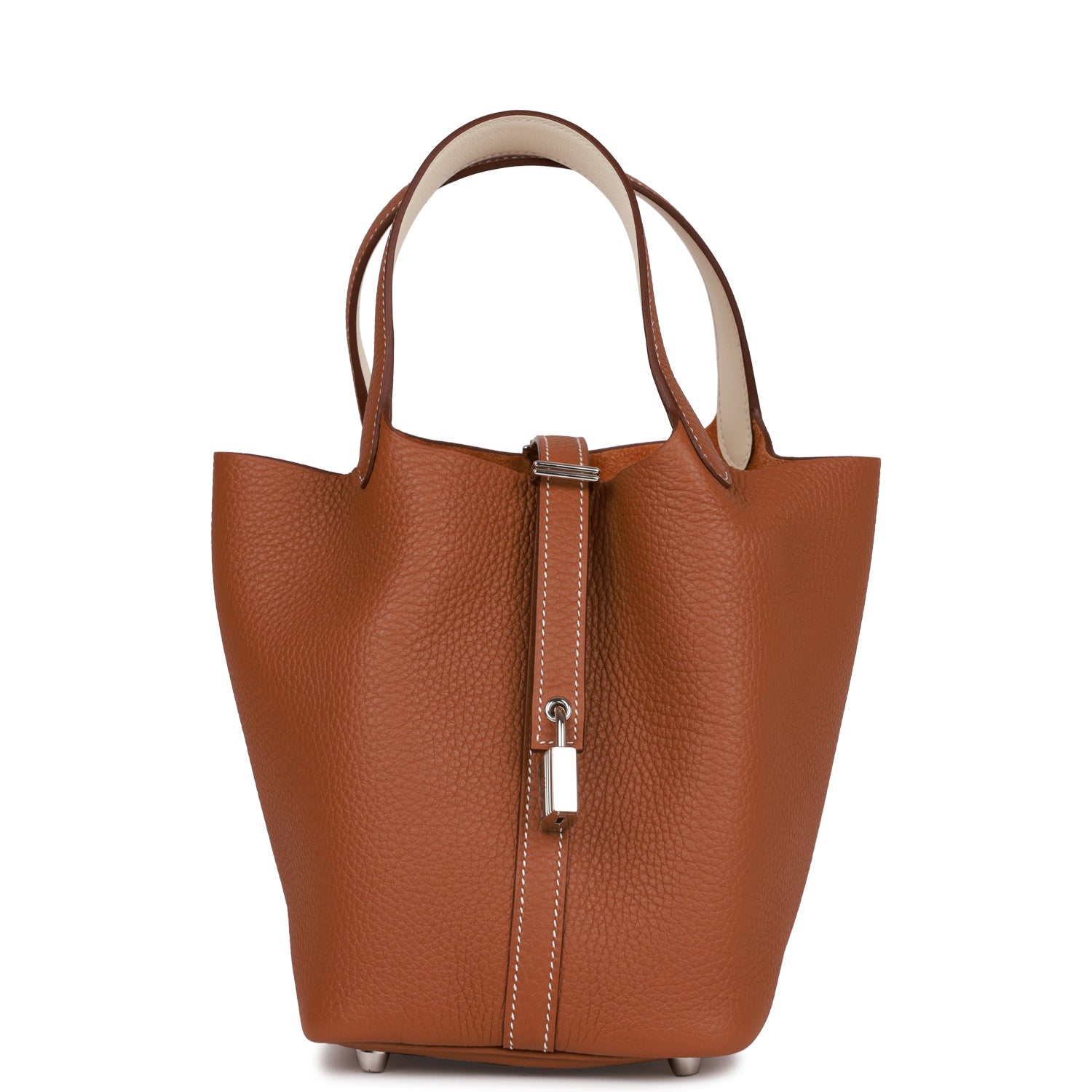 Hermes Eclat Picotin Lock Clemence Palladium Hardware Handbag Gold Travel Bag