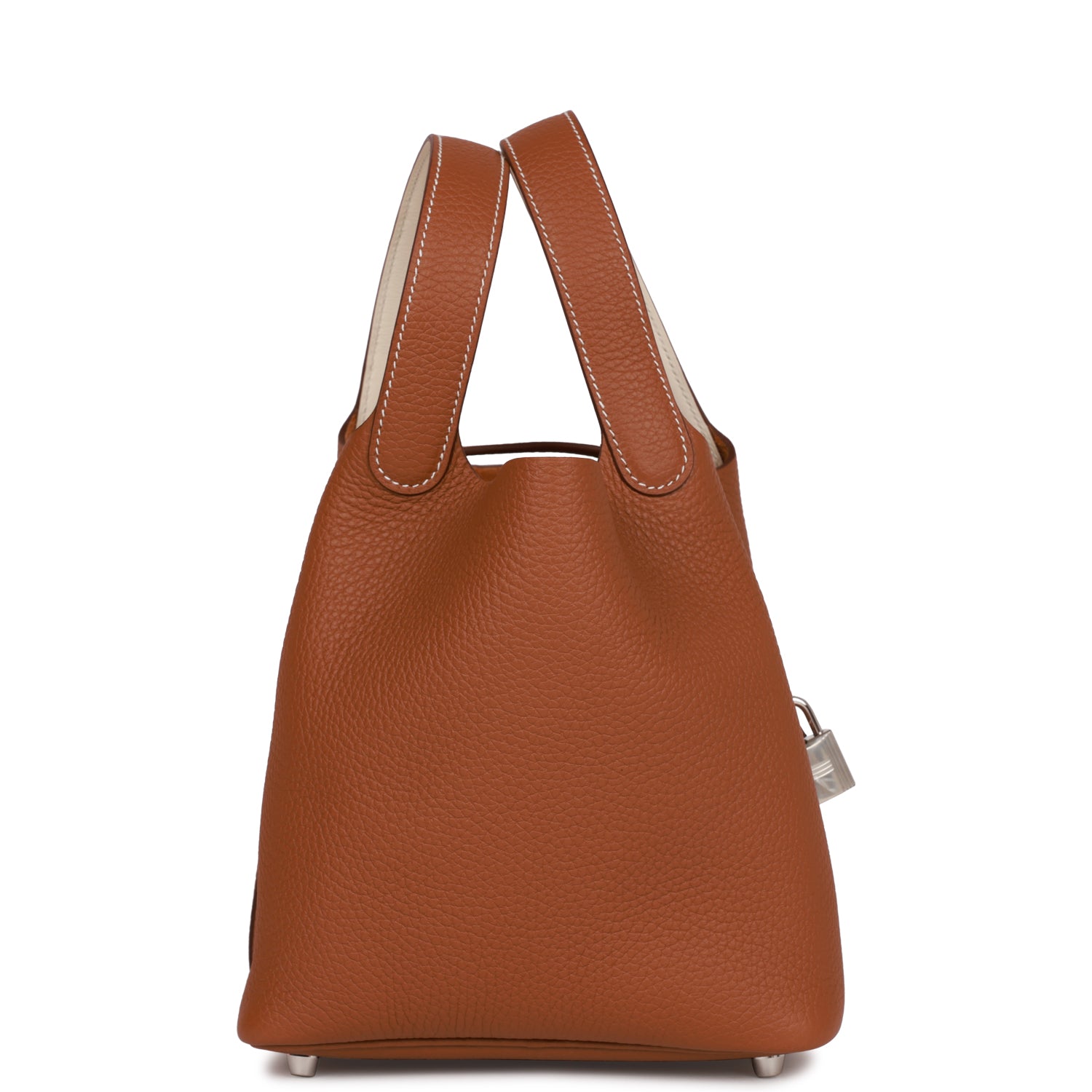 Hermes Eclat Picotin Lock Clemence Palladium Hardware Handbag Gold Travel Bag